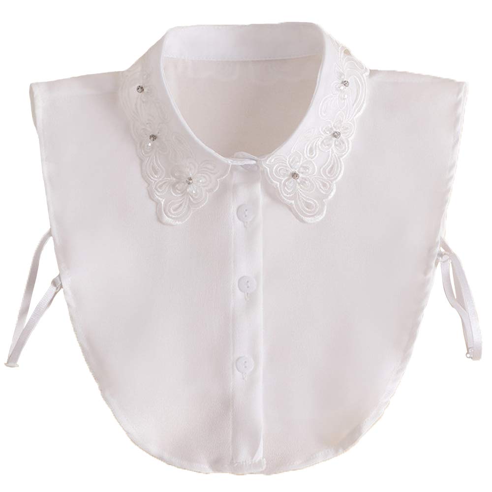 YAKEF Women's Detachable Lace Chiffon Fake Collar - Elegant Faux Dickey Collar for Blouses & Dresses - Perfect for Office Wear, Parties & Special Occasions