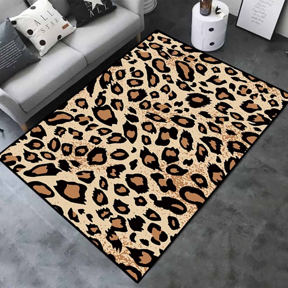 Faux Zebra Print Rug, Leopard Rug, Tiger Rug, Cheetah Rug - Animal Print Area Rug for Living Room, Bedroom, Office & Kids Room - Soft Non-Slip Throw Rug (3'11
