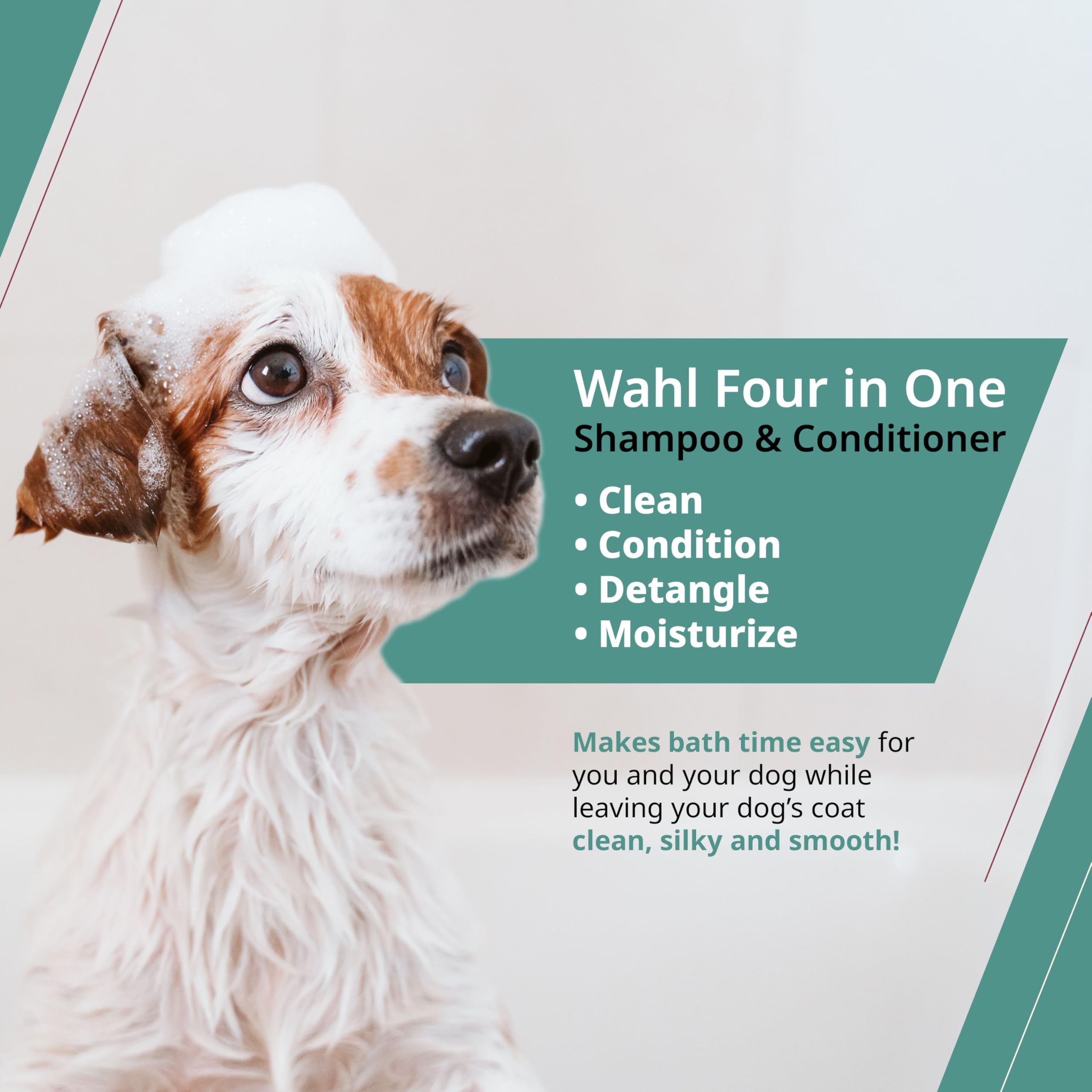 Wahl Canada 4-in-1 Dog Shampoo & Conditioner - Lavender Chamomile Scent, Plant-Based Formula for Cleaning, Conditioning, Detangling & Moisturizing | Paraben-Free, 700ml (Model 58318) | Made in Canada | Perfect for Bath Time & Grooming Sessions