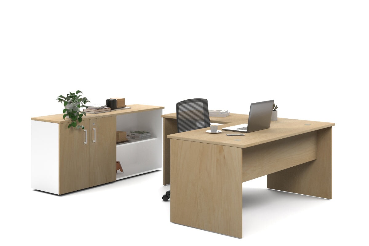 L-Shaped Executive Desk with Uniform Panel & White Carcass - 1600L x 1600W - Perfect for Home Office, Corporate Workspace & Modern Office Decor