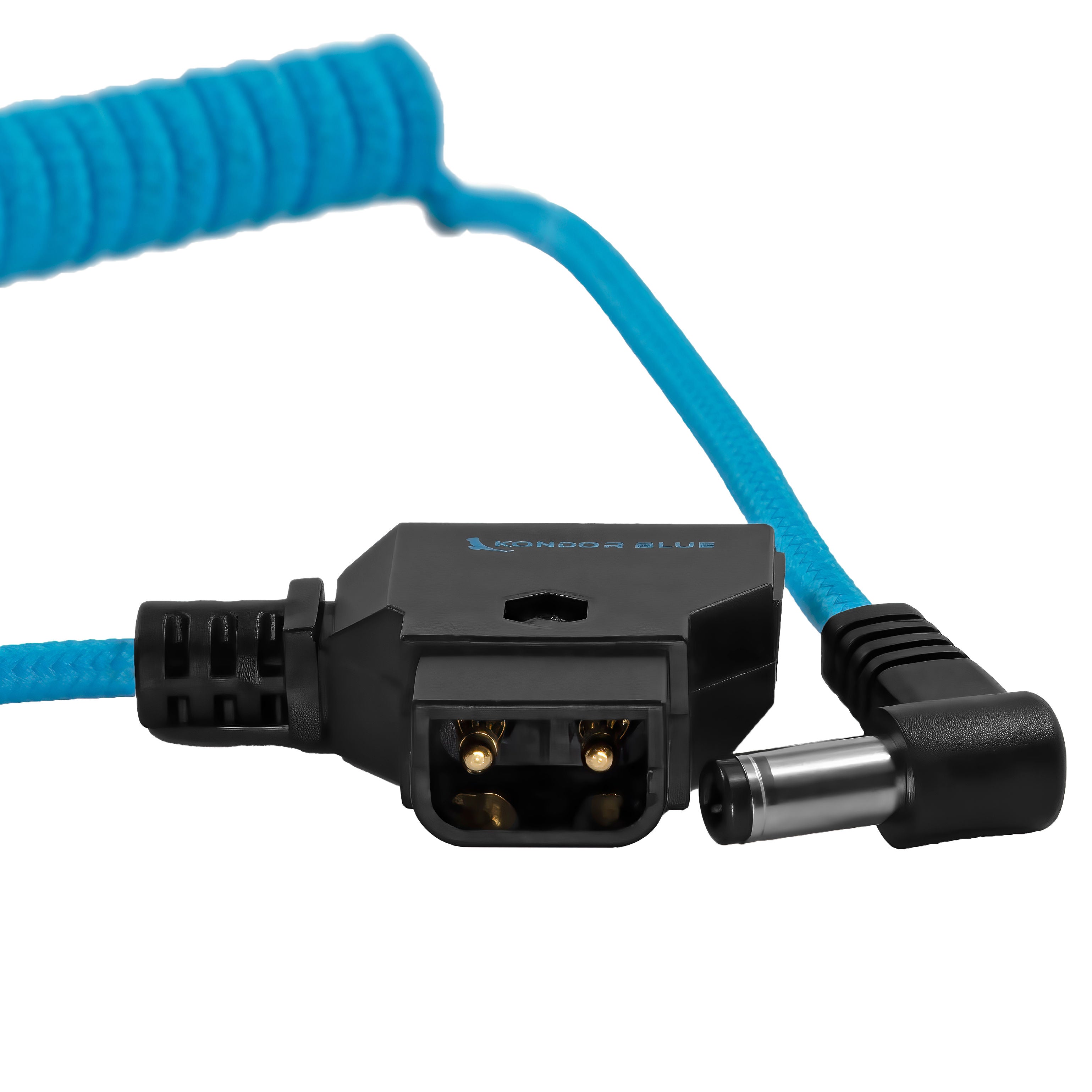 **Kondor Blue D-Tap to DC Right Angle Coiled Cable (5.5x2.5mm) - Power Your Camera & Monitor On-The-Go for Filmmaking & Photography**
