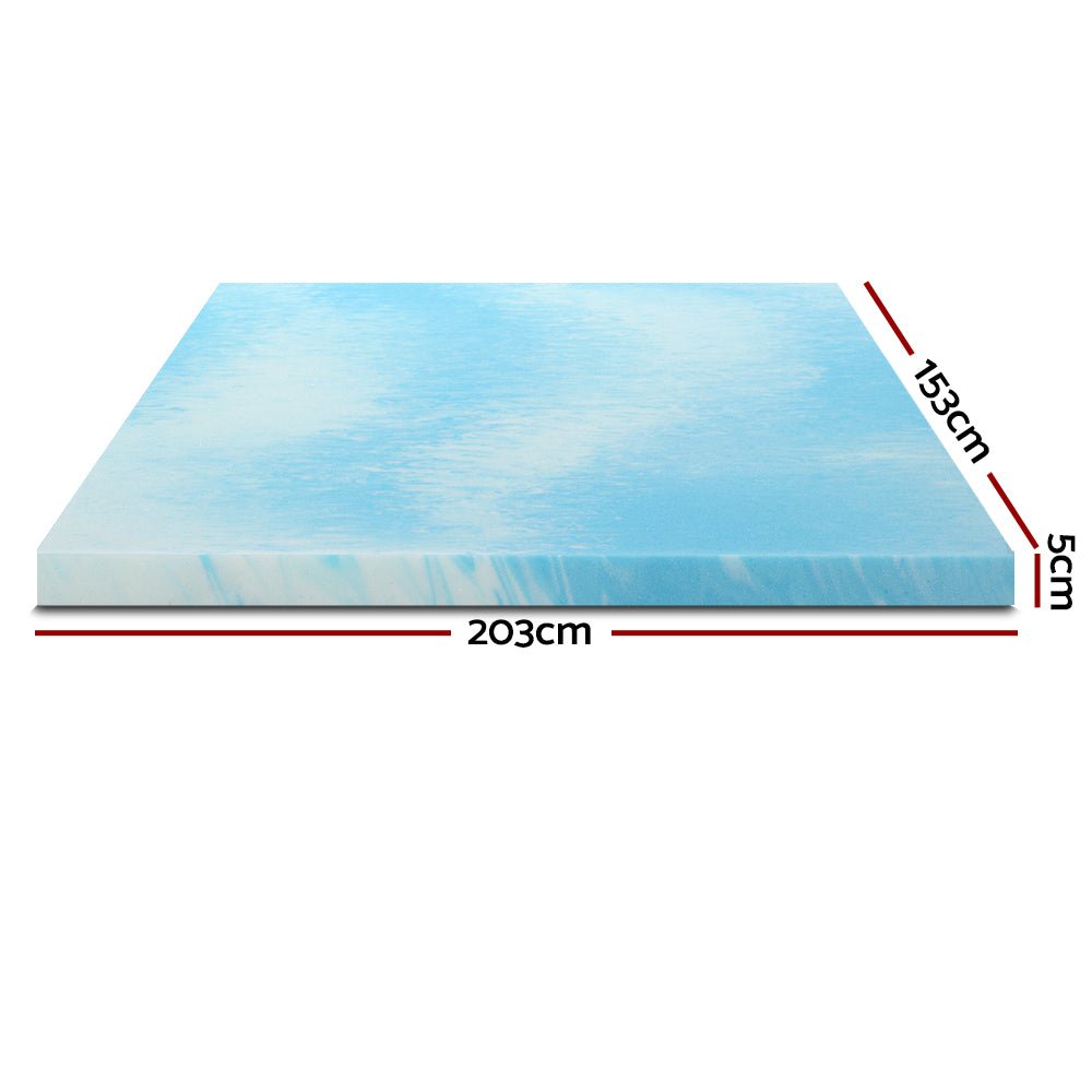 Cool Gel Swirl Infused 5CM Thick Memory Foam Mattress Topper with Bamboo Cover - Queen Size for Back Pain Relief & Pressure Relief - Perfect for Hot Sleepers, Bedroom Comfort Upgrade