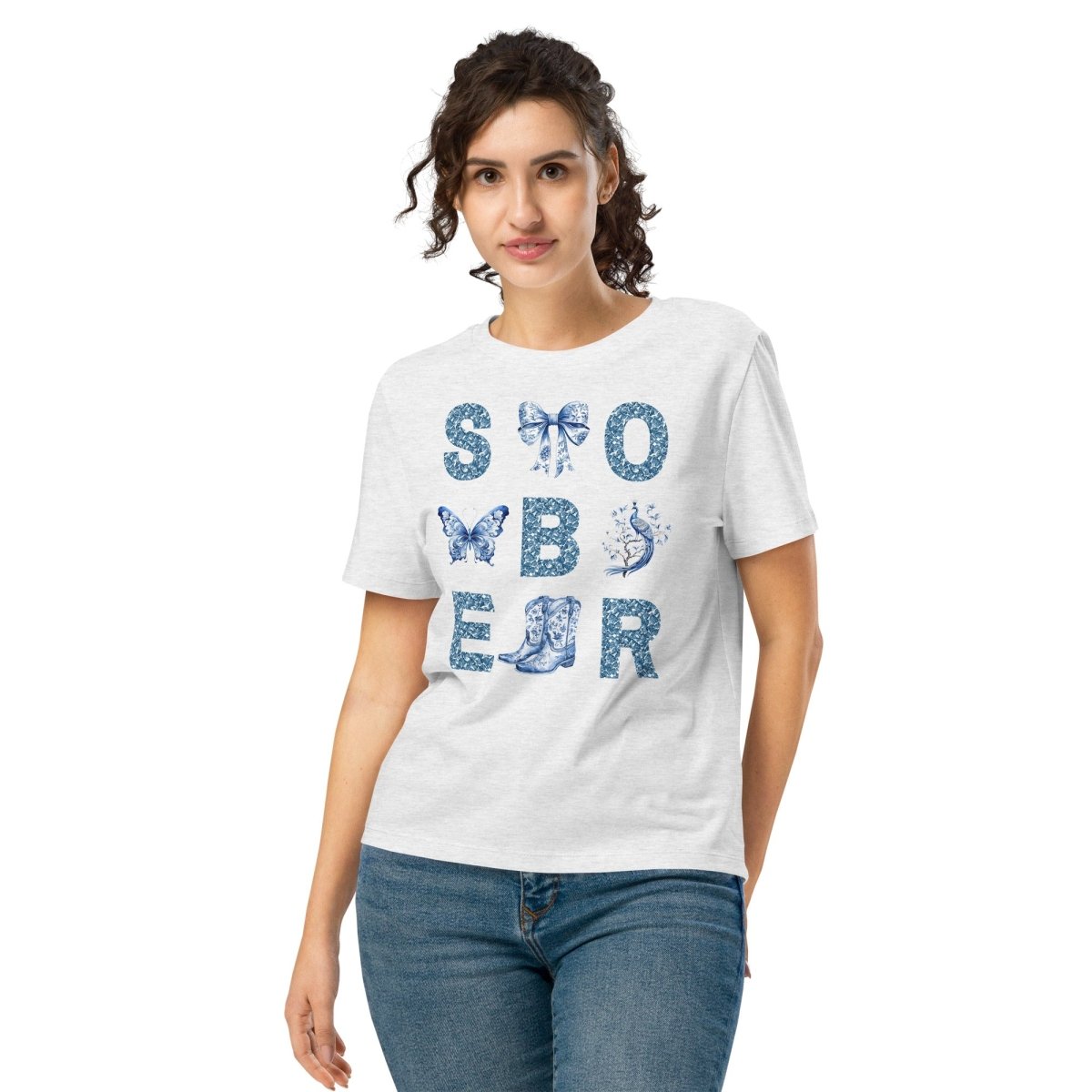 SOBER - Organic Cotton Women's T-Shirt with Chinoiserie Design | Casual Wear, Boho Style, Eco-Friendly Fashion for Everyday Outfits