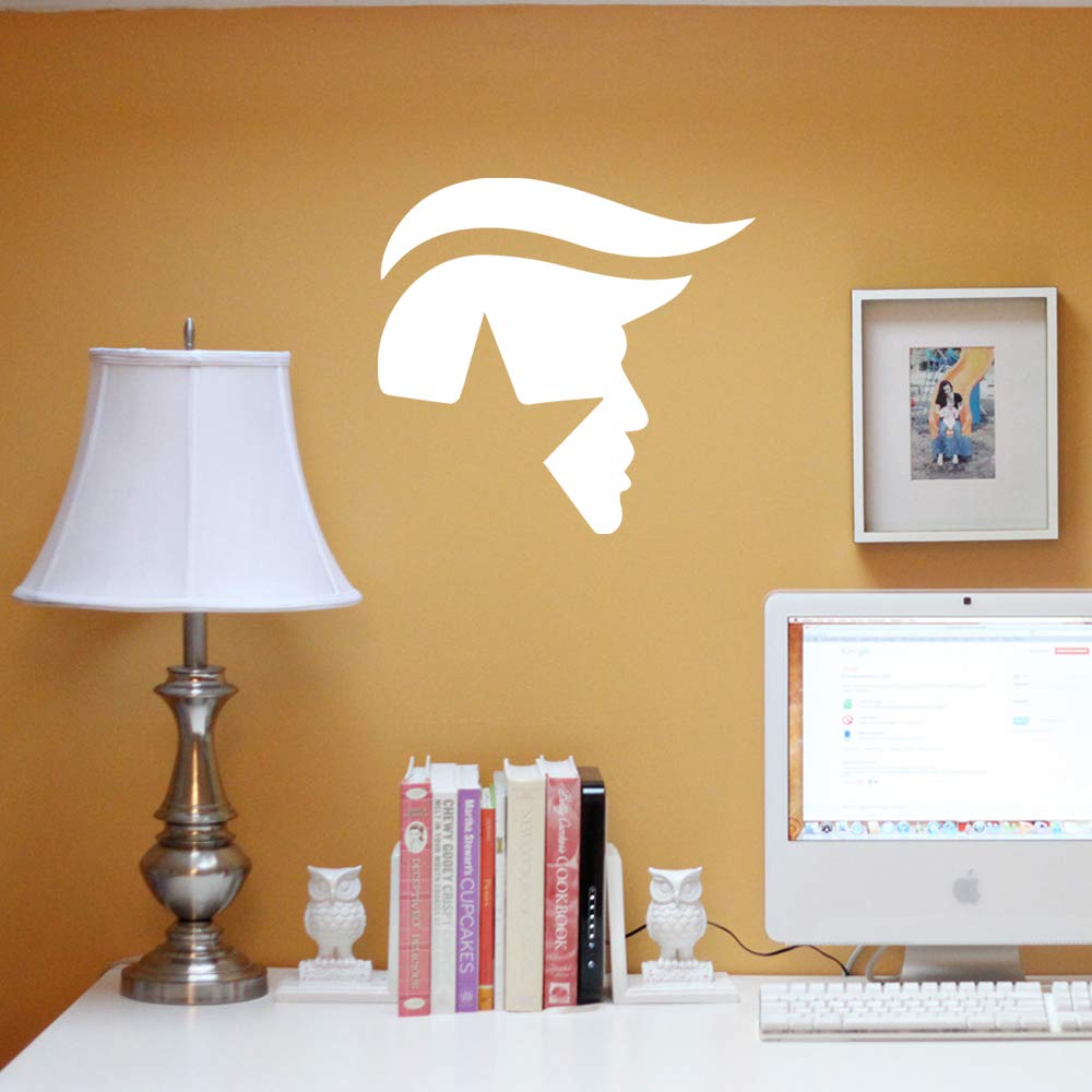 Premium Waterproof Vinyl Decal Stickers - Trump Face Hair (White) Set of 2 - for Laptop, Phone, Helmet, Car Window, Bumper, Mug, Cup, Door & Wall Decoration - Great for Political Humor, Prank Gifts & Patriotic Home/Office Decor