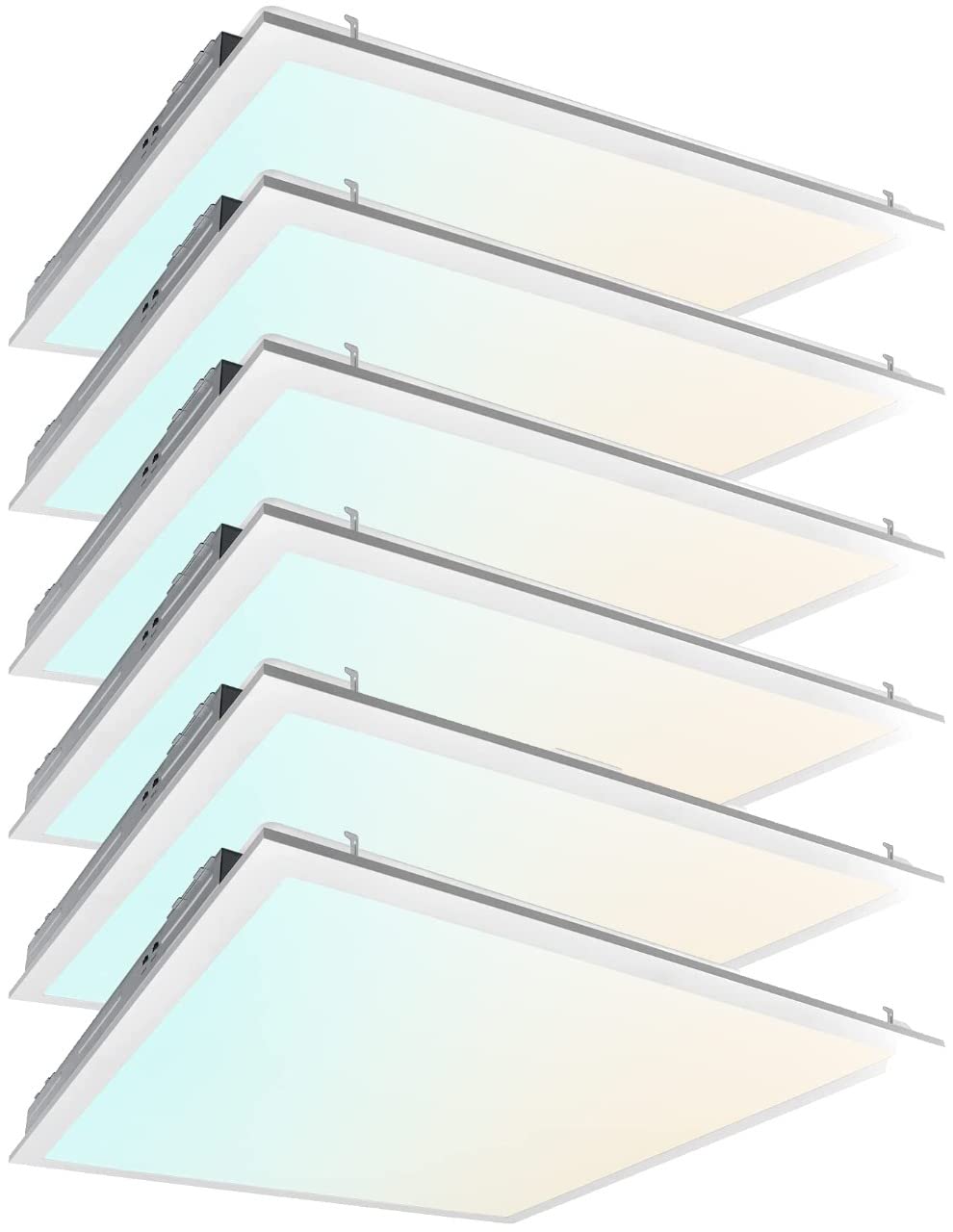 2x2 FT LED Flat Panel Light 20-40W Dimmable Recessed Lay-in Fixture, 5000 Lumens, 5 CCT Options (3K/3.5K/4K/5K/6.5K), 120-277V, UL DLC Listed - 6 Pack for Office, Classroom, and Drop Ceiling Lighting