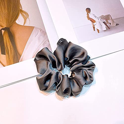 6-Pack Satin Silk Scrunchies for Women - Soft Hair Ties Ponytail Holders (No Damage) for Thick/Long Hair - Perfect for Workouts, Office & Everyday Use