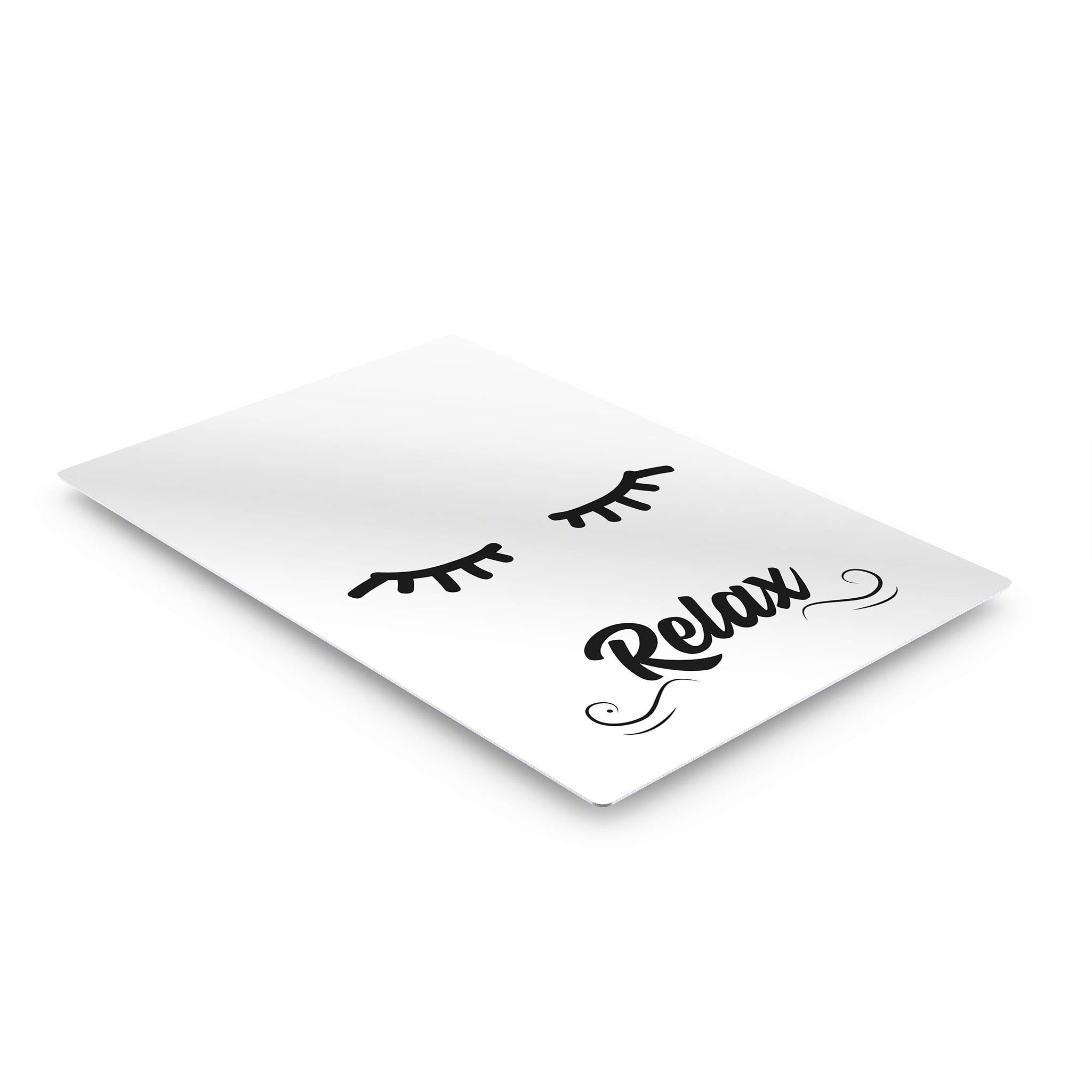 Smile Art Design Relax Typography Bathroom Wall Decor - 40x30 Inch Metal Print with Eyelash Motif - Ready to Hang Home Decoration Made in USA - Perfect for Bathrooms, Powder Rooms & Spa Retreats