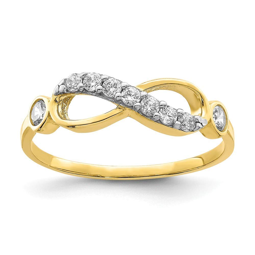 10K Gold CZ Cubic Zirconia Simulated Diamond Infinity Ring Size 7.25 - Elegant Women's Jewelry Gift for Anniversary, Engagement & Special Occasions