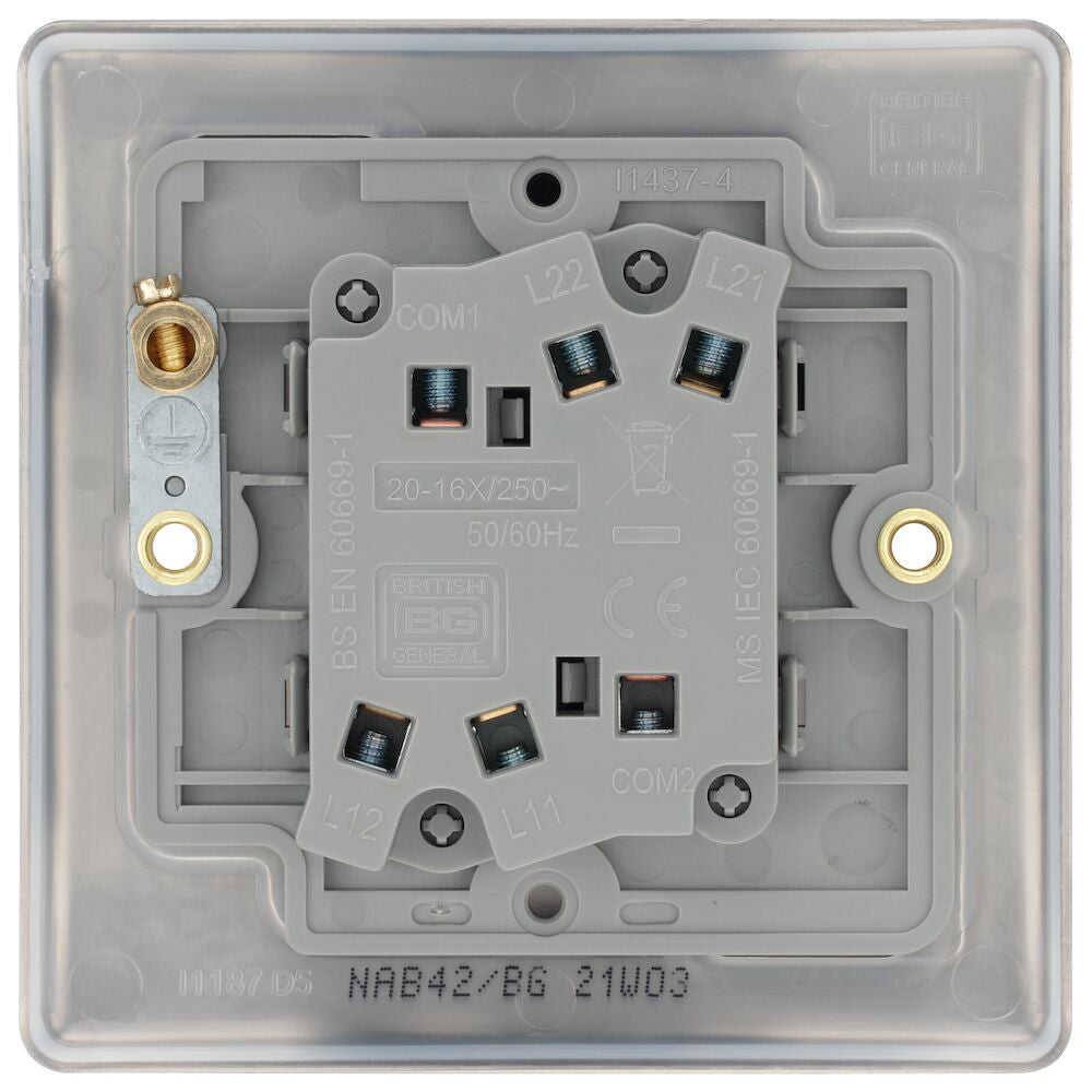 BG Nexus Metal Antique Brass 2G 2W Light Switch NAB42 - Vintage Style Electrical Switch for Home, Office & Commercial Decor