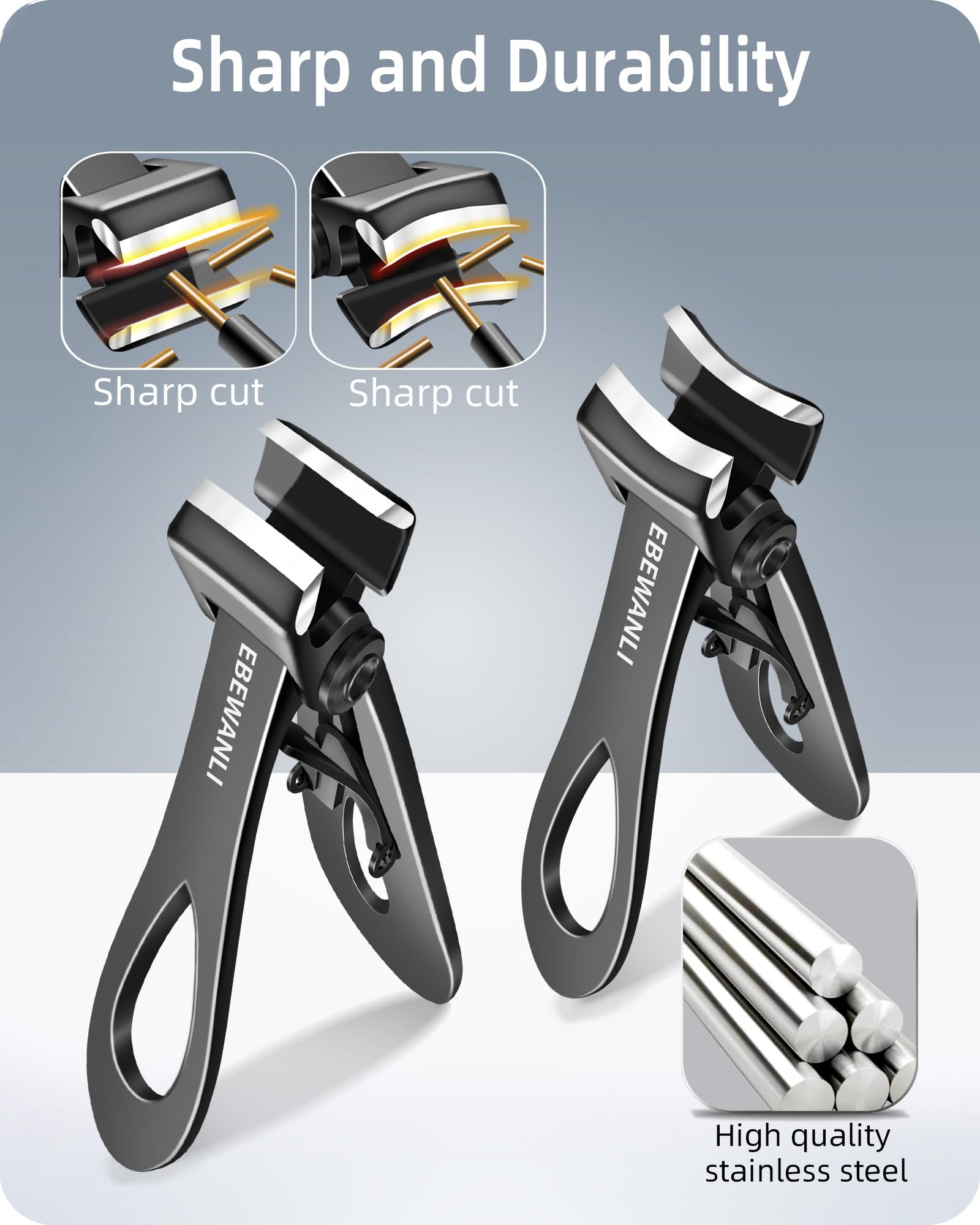Heavy Duty Toe Nail Clippers for Thick Nails - Wide Jaw Professional Pedicure Clippers Set for Men, Women & Seniors - Straight & Curved Nail Trimmers for Ingrown Toenails - Perfect for Home, Travel & Salon Use
