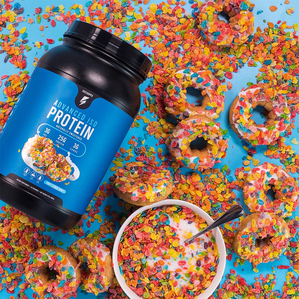 InnoSupps Advanced Iso Protein Powder - 100% Whey Isolate, No Artificial Sweeteners, Low Fat & Carbs, 25g Protein per Serving, Hormone/Gluten/Soy Free (Fruity Cereal Donut Flavor) - Perfect for Post-Workout Recovery & Muscle Building