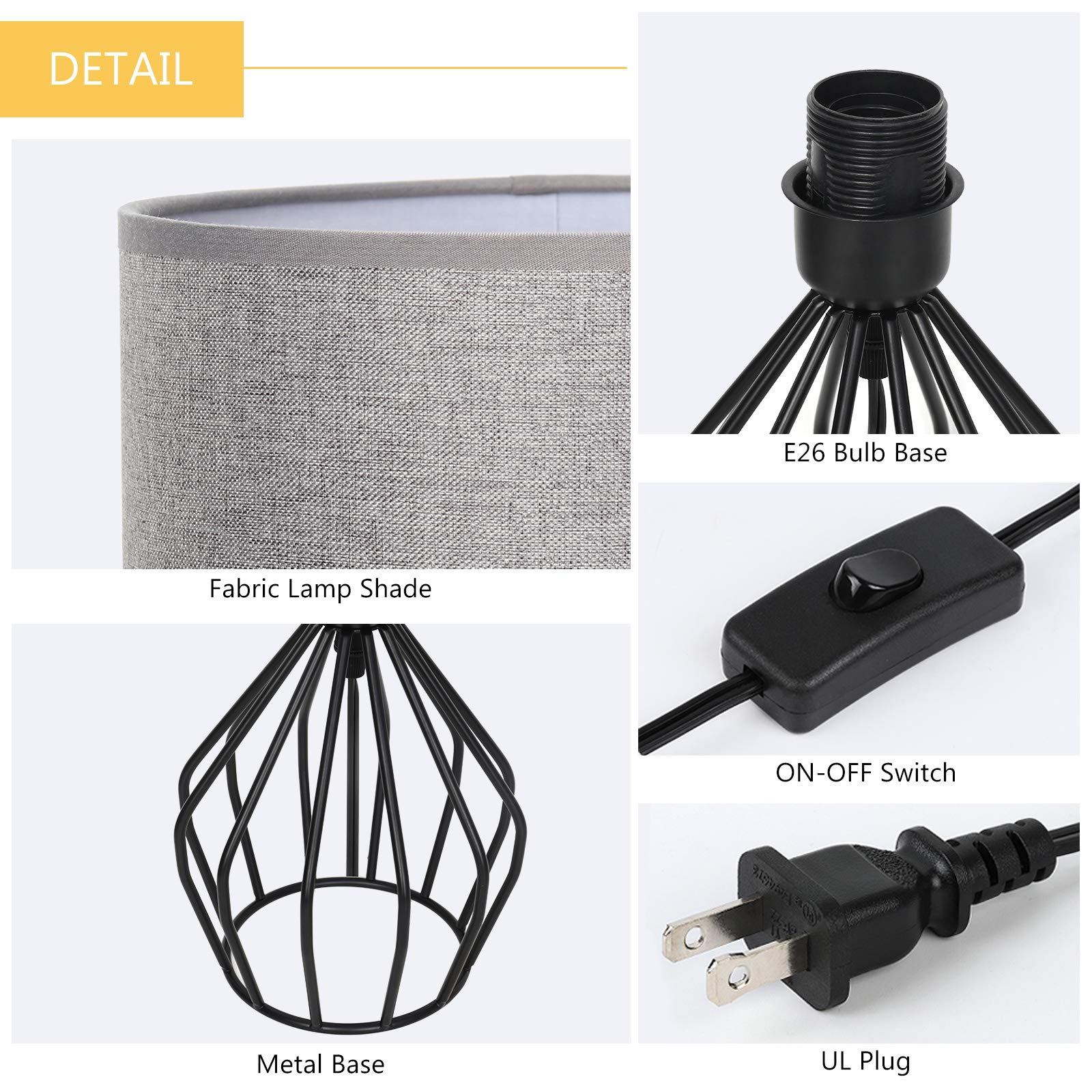 HAITRAL Farmhouse Table Lamp - Small Nightstand Lamp for Bedroom, Black Metal Cage Table Lamp with Hollowed Out Base for Living Room, Dorm, Office - Perfect for Cozy Reading Nook, Home Office Lighting and Bedside Ambience