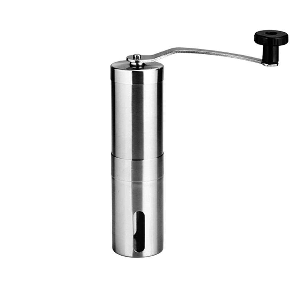 Premium Manual Coffee Grinder - Adjustable Conical Burr Mill with Brushed Stainless Steel for Fresh Ground Coffee | Perfect for Home, Office, Travel & Camping | Portable Whole Bean Coffee Grinder (Silver)