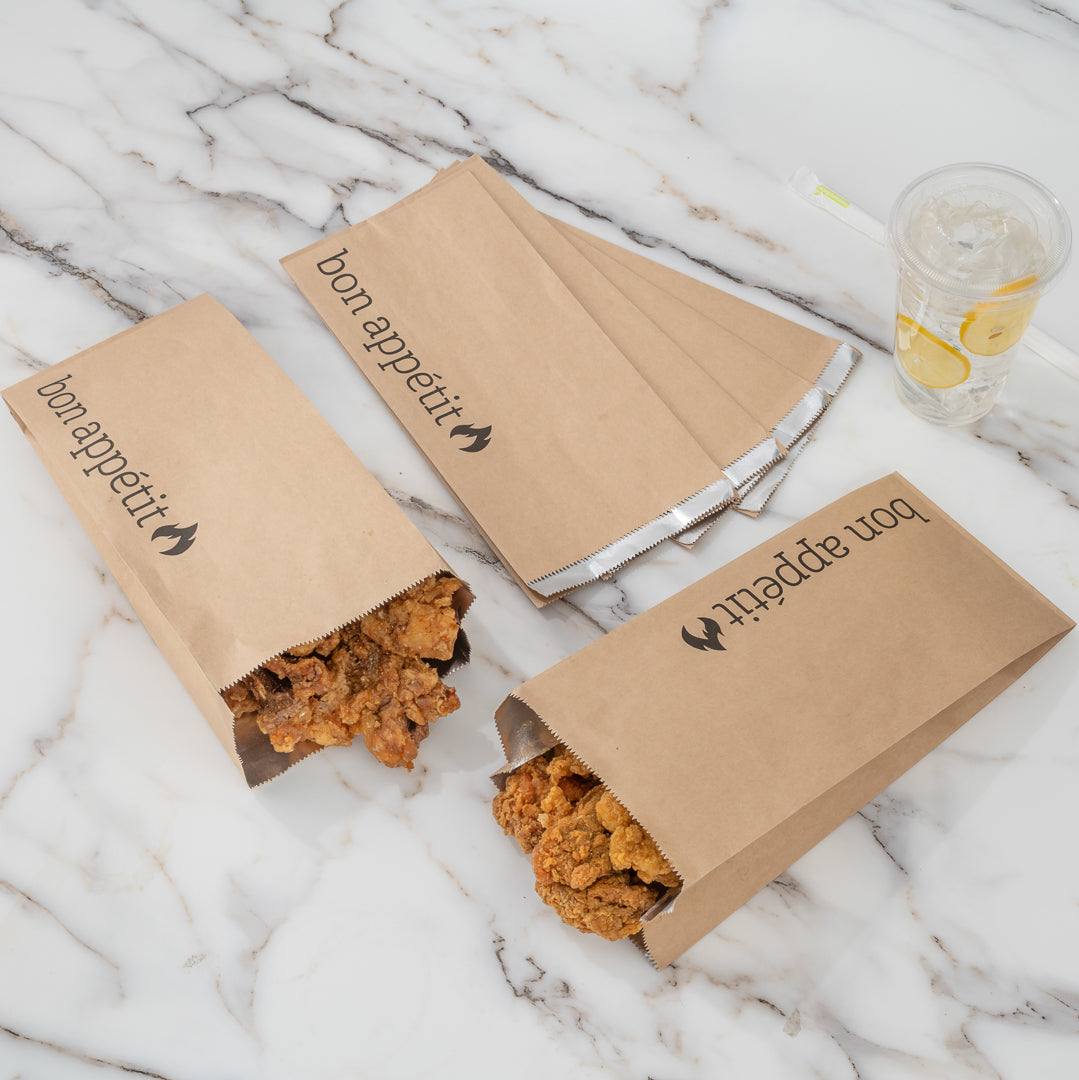 Premium Kraft Paper Printed Foil Bags for Bakery & Takeout - 5.5