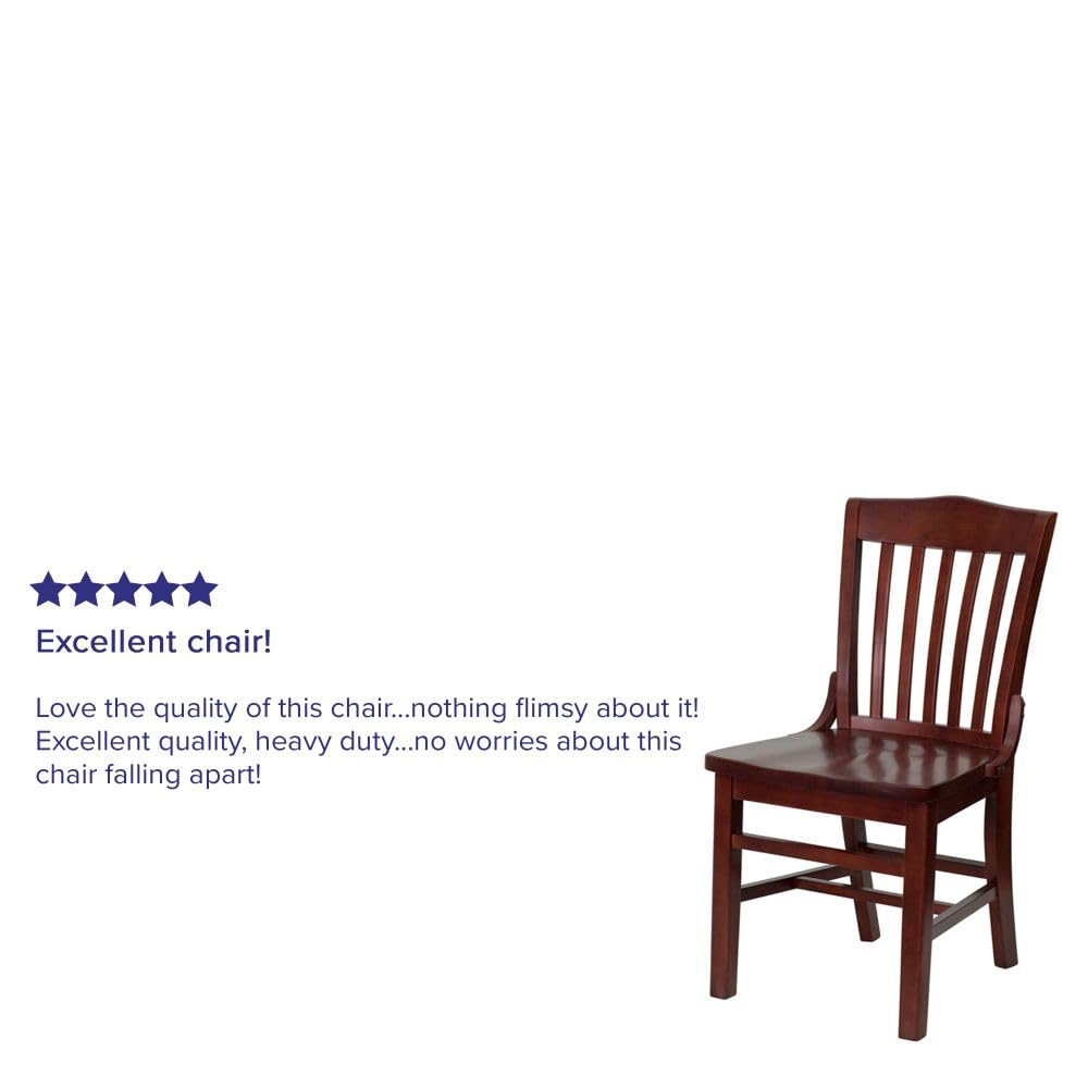 Flash Furniture Hercules Series Wooden Dining Chair - Classic Armless School House Back Restaurant Chair for Kitchen, Cafe & Home, Mahogany Finish | Perfect for Restaurants, Diners & Modern Farmhouse Decor