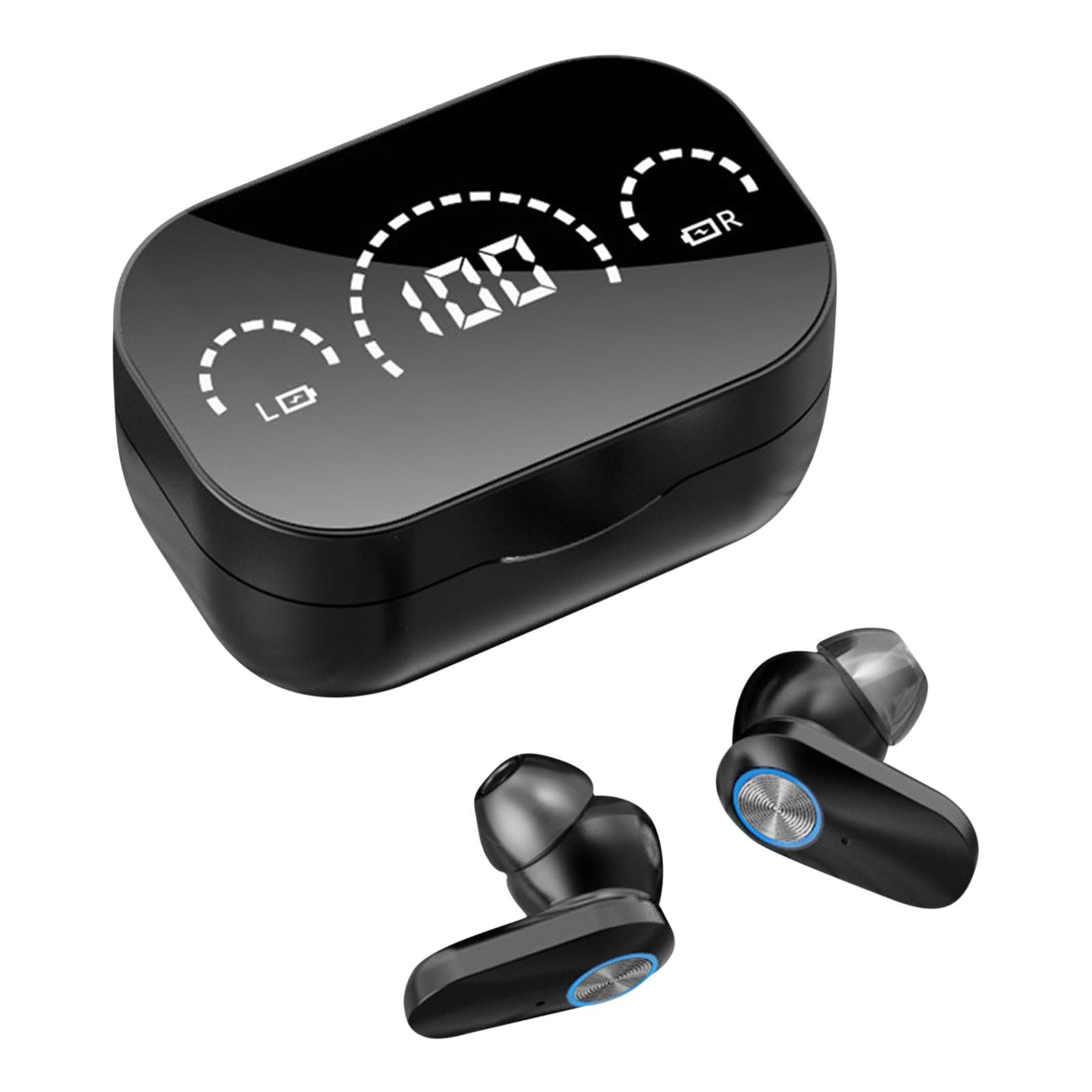 S320 Wireless Bluetooth Headphones - In-Ear Stereo Sound, LED Smart Display, Mirror Design for Sports & Running - Sweatproof Earbuds for Gym, Workout & Daily Use