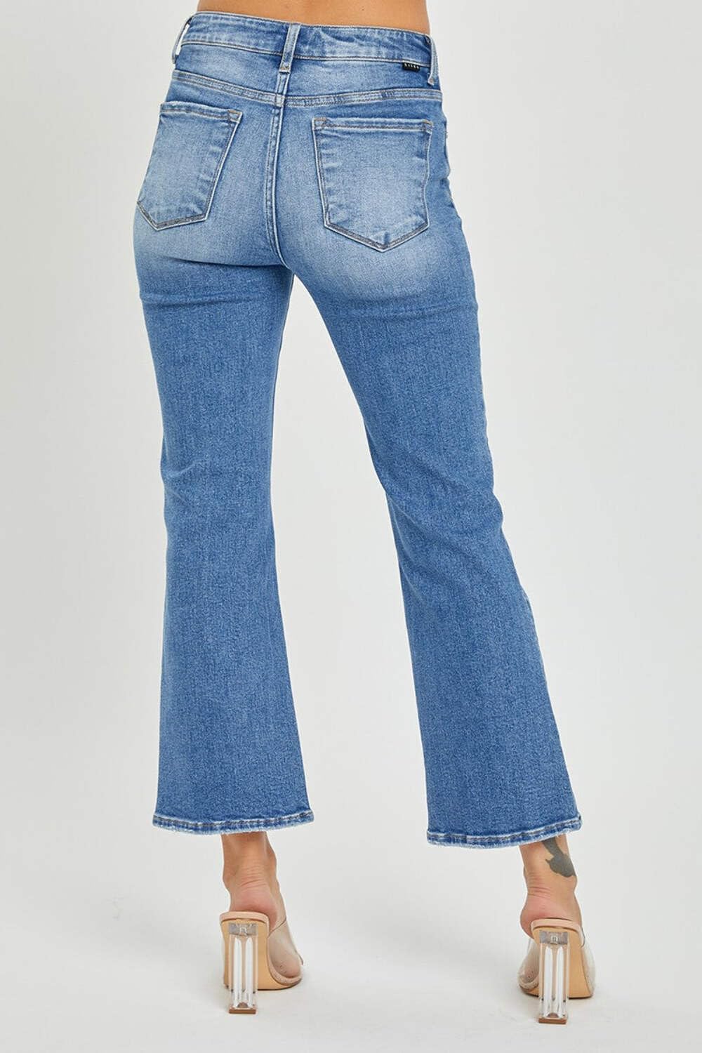 SALT TREE Risen Jeans - Women's Mid Rise Cropped Flare Denim Pants for Casual & Vintage Style (RDP5539) - Perfect for Everyday Wear, Date Night & Boho Outfits