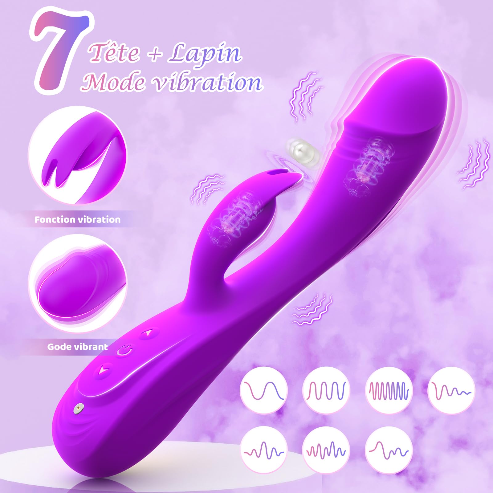 Premium Rabbit Vibrator for Women - 3-in-1 Powerful Clitoral & G-Spot Stimulator with 7x7 Vibration Modes, Couples Sex Toy (Purple) - Perfect for Solo Play, Partner Intimacy & Spicing Up Your Bedroom Life