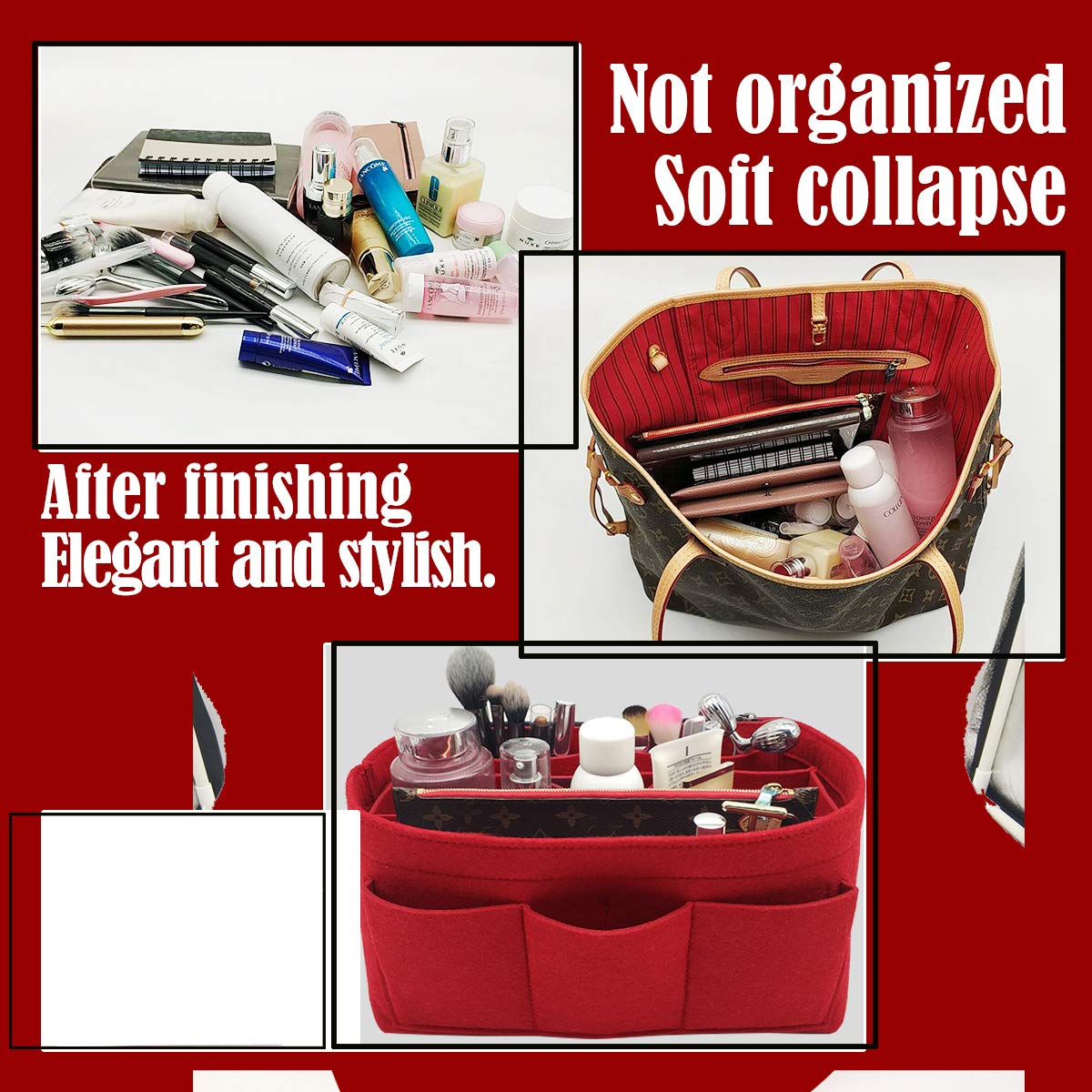LEXSION Felt Purse Insert Organizer - Handbag Organizer for Speedy & Neverfull Bags | Perfect for Travel, Work & Daily Use