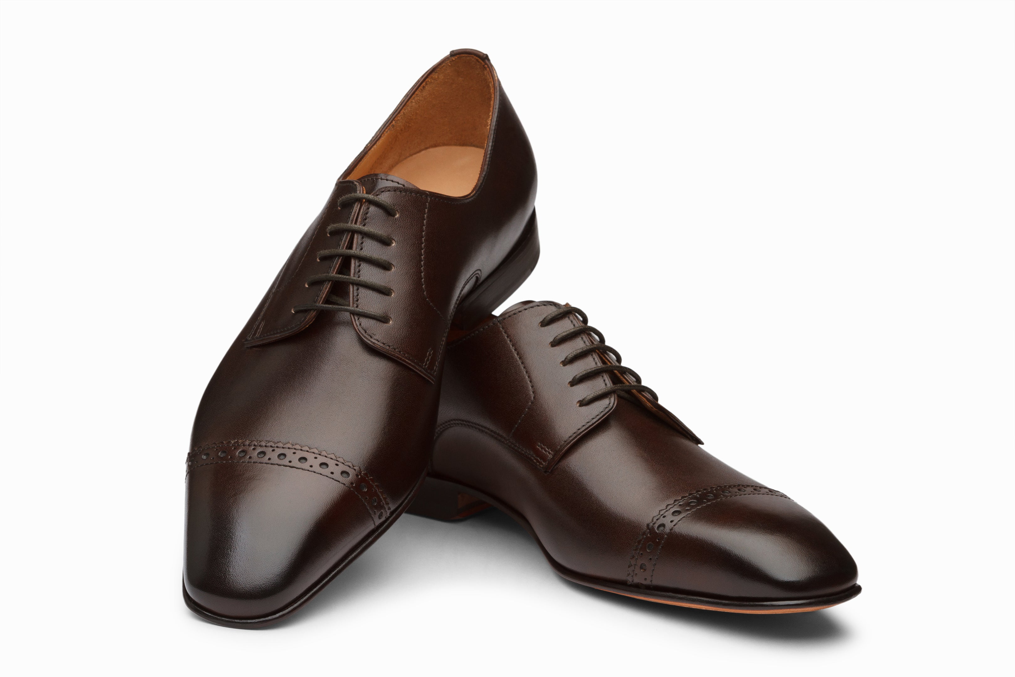 Premium Dark Brown Captoe Derby Shoes for Men - Classic Formal & Business Dress Shoes for Office, Wedding & Special Occasions