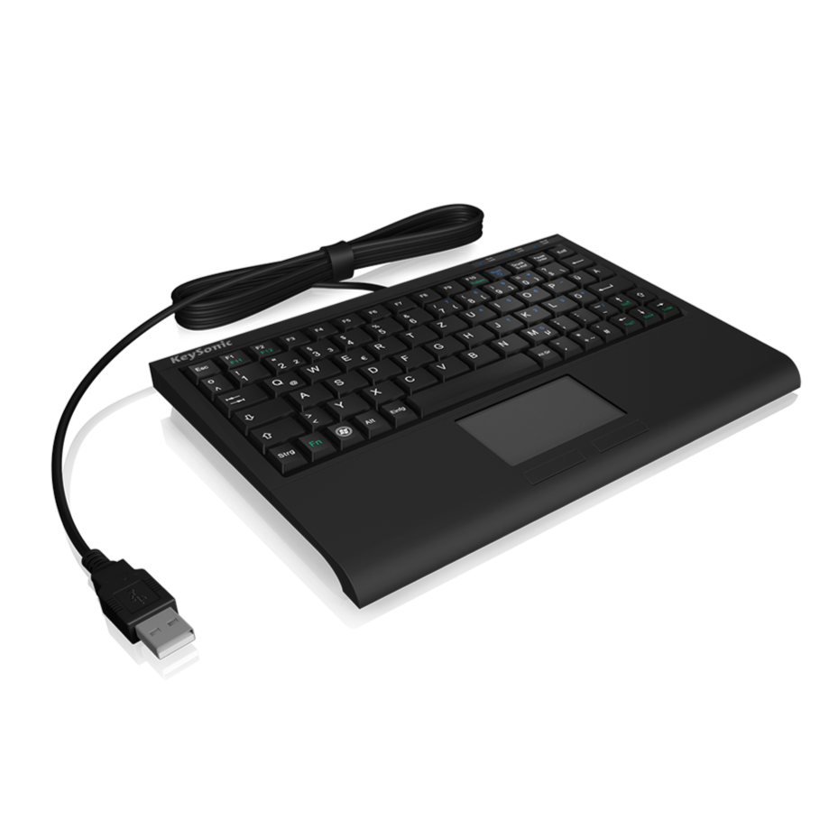 Keysonic ACK 3410 Super Mini Wireless Keyboard with Built-in Touchpad - Compact USB Keyboard for PC, Laptop, Smart TV & Home Office (Ideal for HTPC, Kodi, Raspberry Pi & Media Center)