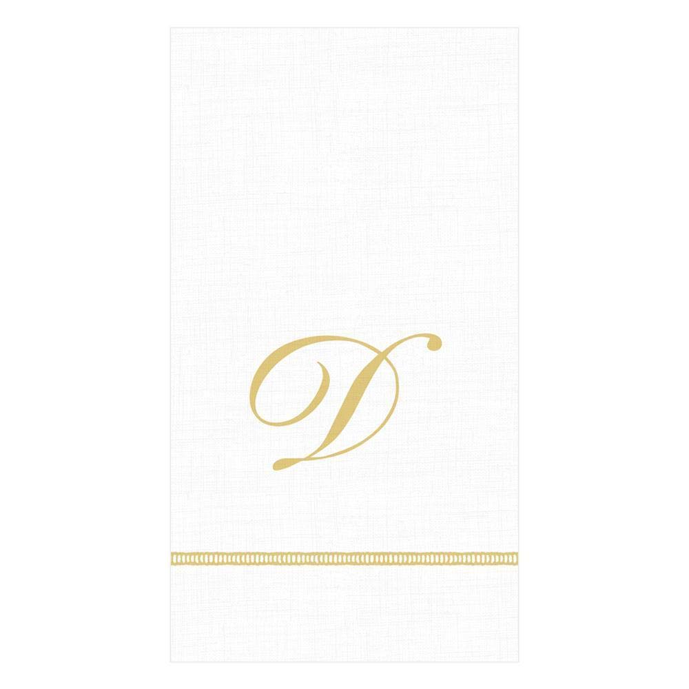 Personalized Hemstitch Script Initial 'D' Paper Guest Towels - Set of 40 Elegant Monogrammed Napkins for Weddings, Bridal Showers & Formal Dining Events