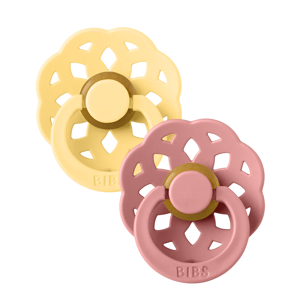 BIBS Round Latex Pacifiers Twin Pack - Natural Rubber Baby Soothers for Newborns & Infants | Perfect for Daytime Comfort & Nighttime Sleep | Bohème Collection