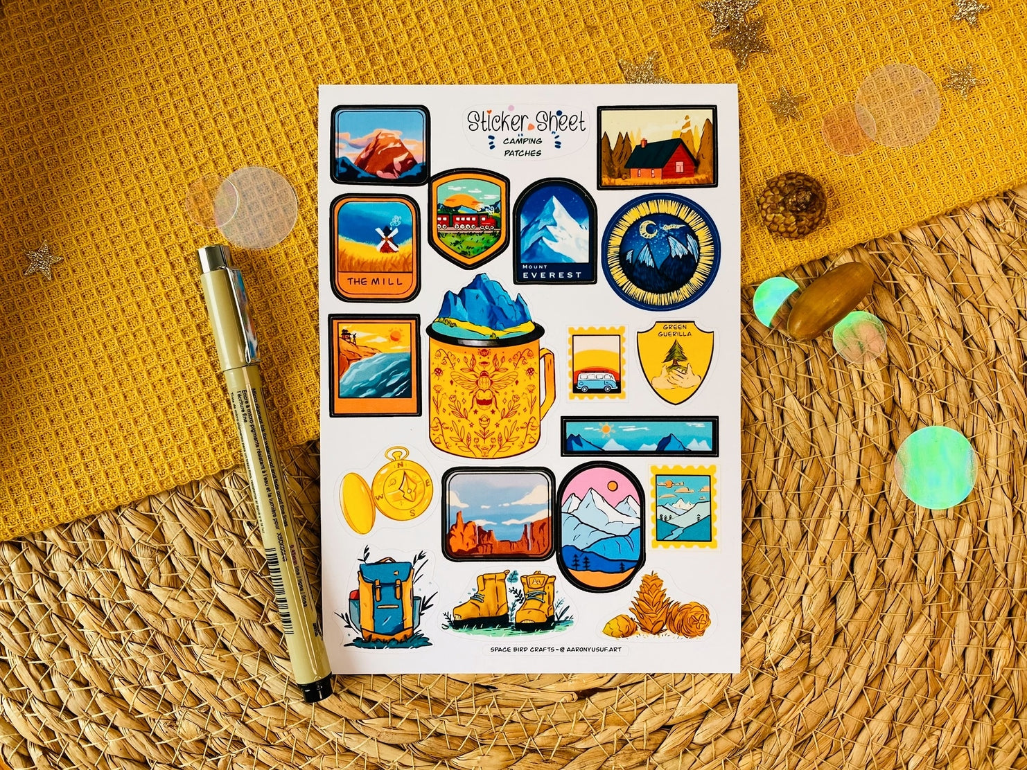 Camping Patches Sticker Sheet - Waterproof Outdoor Adventure Decals for Backpacks, Hiking Gear & Travel Accessories - Perfect for Camping, Hiking & Outdoor Enthusiasts