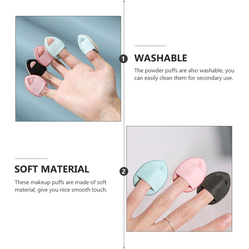 Mini Finger Powder Puff 4 Pack - Soft Cosmetic Finger Sponges for Foundation, BB Cushion, Cream & Concealer Application - Perfect for Travel, Touch-Ups & Professional Makeup Kits