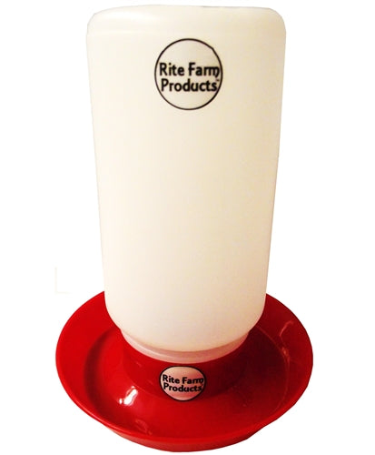 Rite Farm Products Red Chick Waterer & Quart Jar - Durable Poultry Water Feeder for Baby Chicks, Ducklings, and Small Birds - Perfect for Backyard Coops, Farms, and Pet Owners