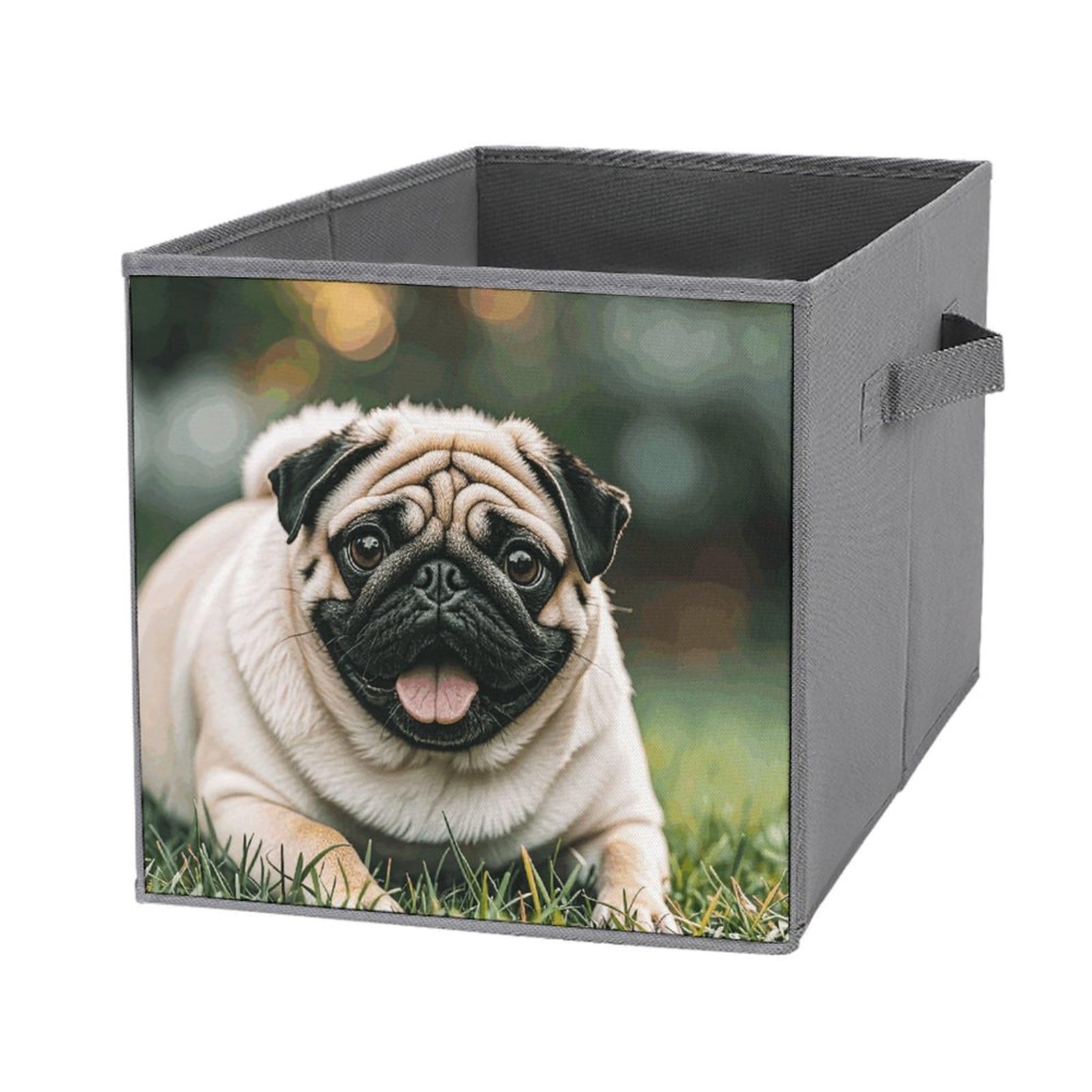 1PCS Foldable Storage Bins - Pug Dog Printed Large Capacity Storage Box with Handle, Organizer Cube for Playroom, Office & Home Organization | Perfect for Toys, Books & Clutter Control