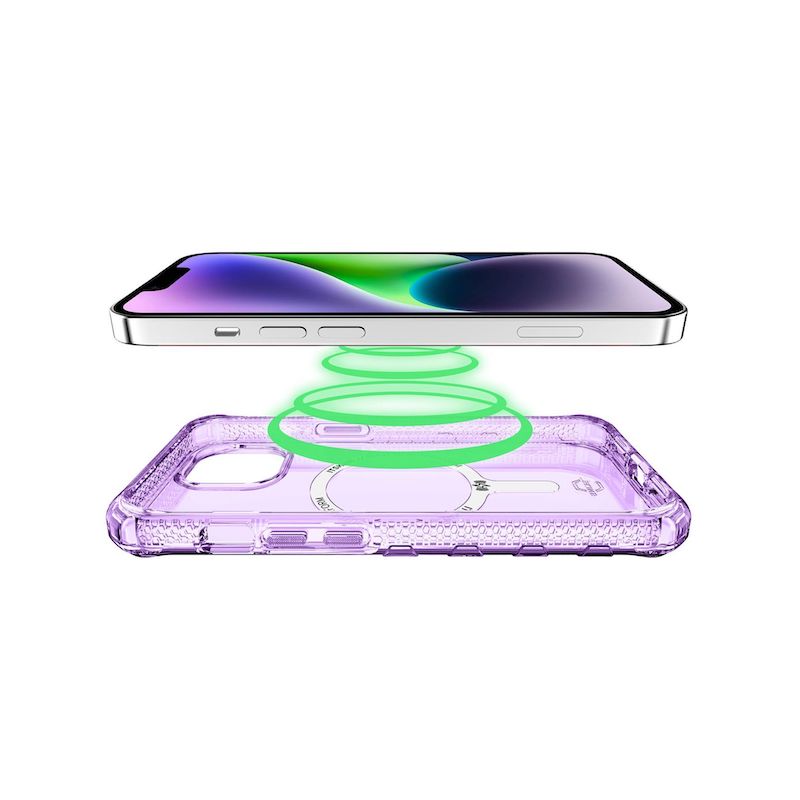 Premium ITSKINS SUPREME MAGCLEAR Case for iPhone 13/14 - Purple | Magnetic Phone Cover with Military-Grade Protection | Perfect for Work, Travel & Everyday Use