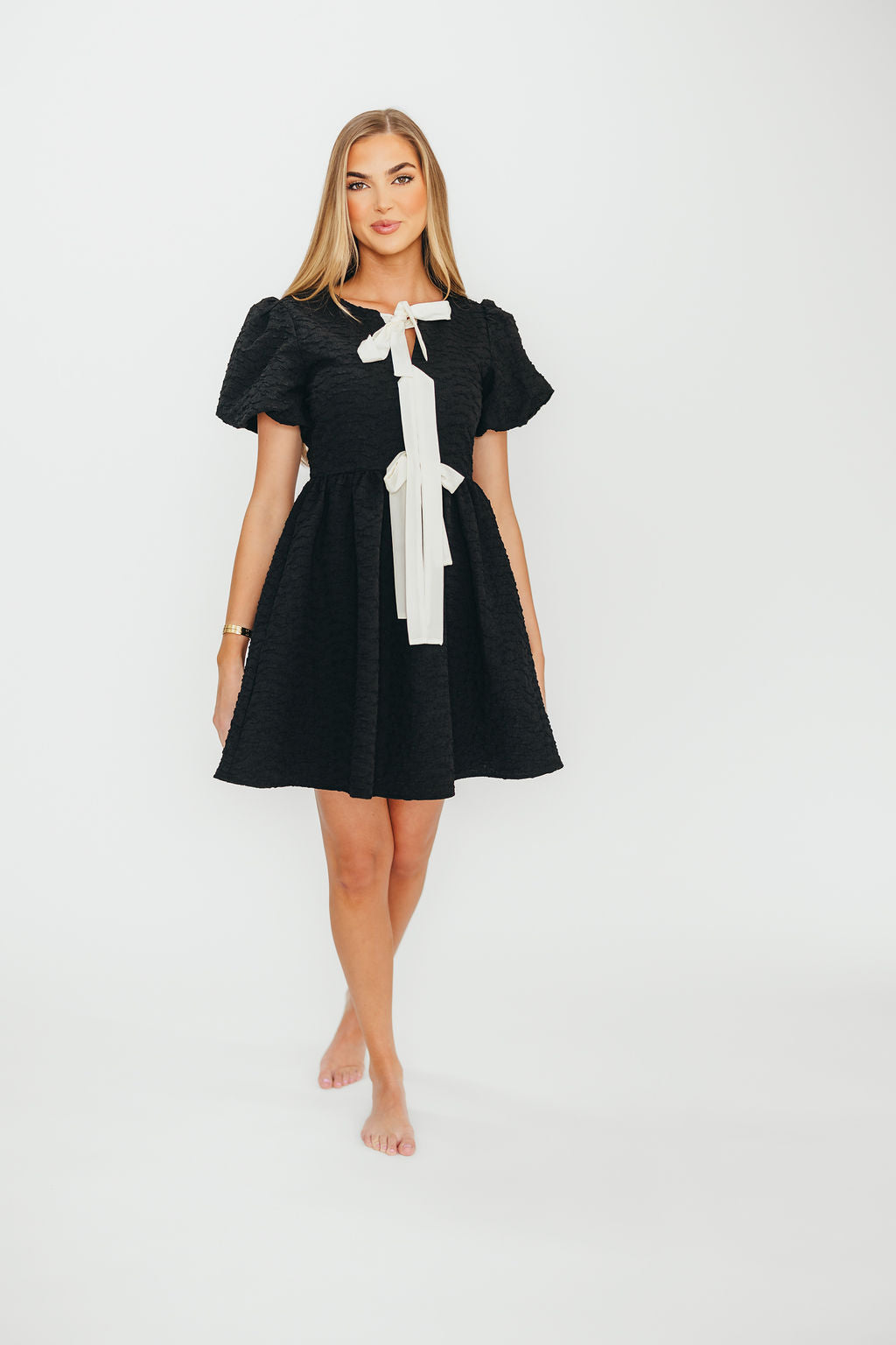 Black Summer Bow Tie Front Mini Dress - Flirty & Chic for Parties, Dates & Vacations