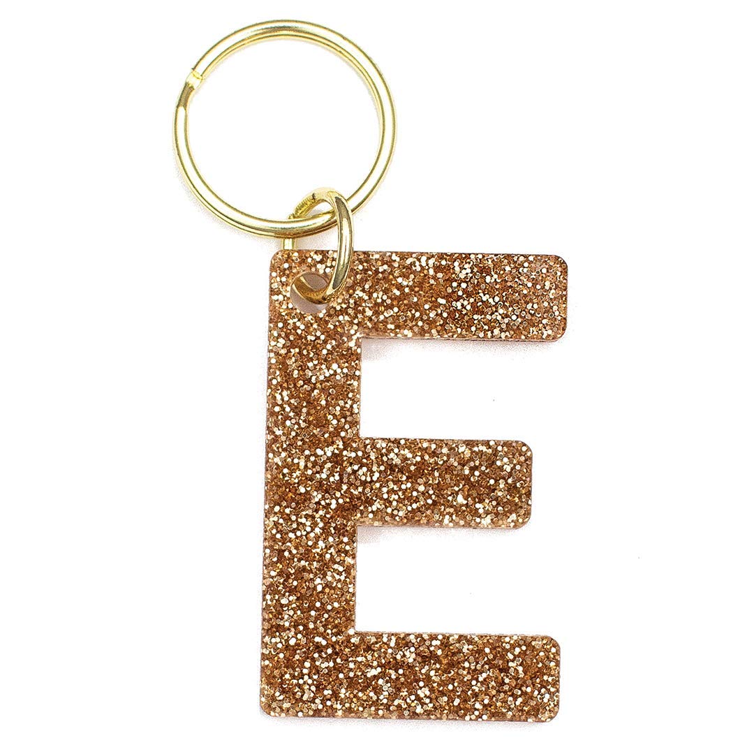 Lucky Feather Initial Keychain - Personalized Gold Glitter Keychain for Women, Girls | Custom Letter Keychain for Purse, Backpack, Gift | Elegant Key Ring for Everyday Use & Special Occasions