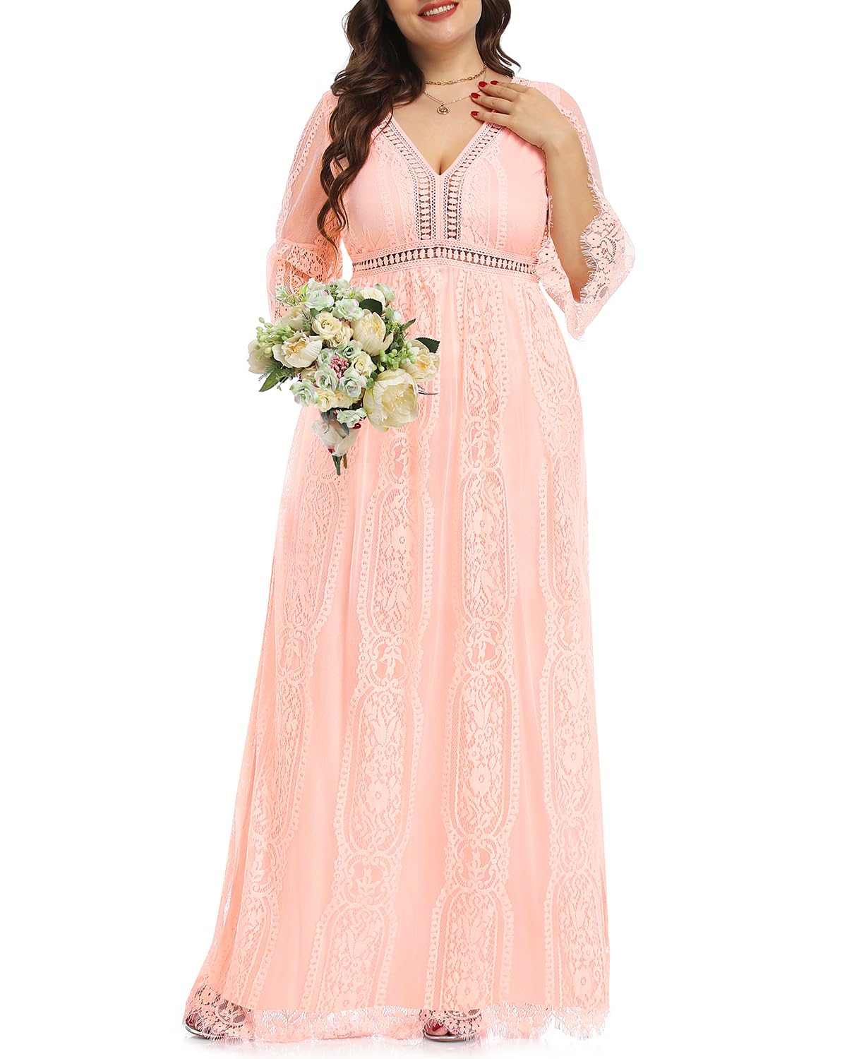 Plus Size Boho Wedding Dress - Elegant Bohemian Lace Maxi Bridal Gown for Beach, Garden & Formal Weddings
