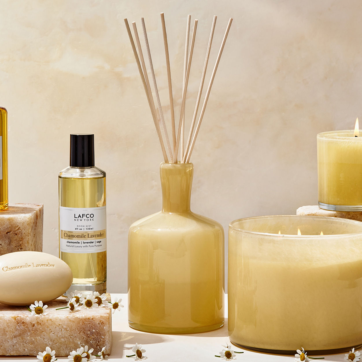 Premium Chamomile Lavender Essential Oil Reed Diffuser Set - 100% Natural Aromatherapy for Home, Office, Bedroom & Bathroom Relaxation