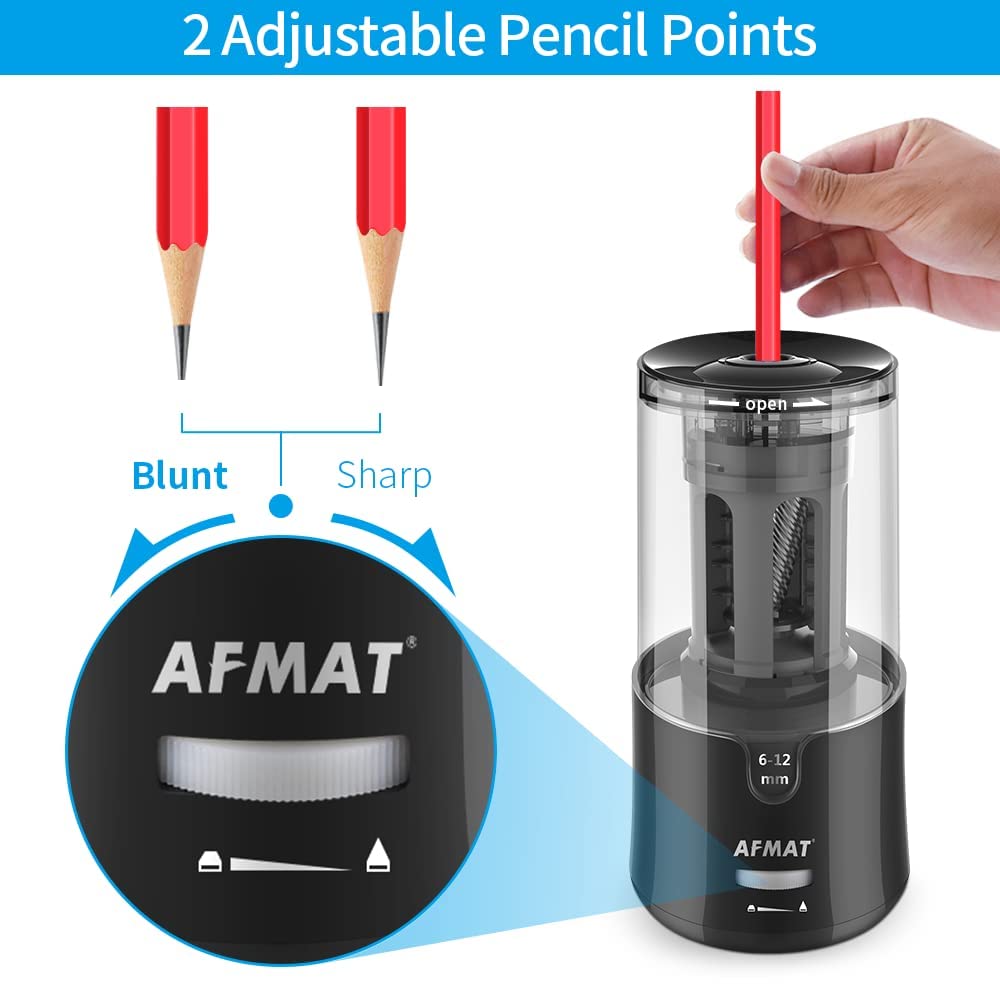 AFMAT Automatic Pencil Sharpener for Colored Pencils - Hands-free & Portable for School, Office