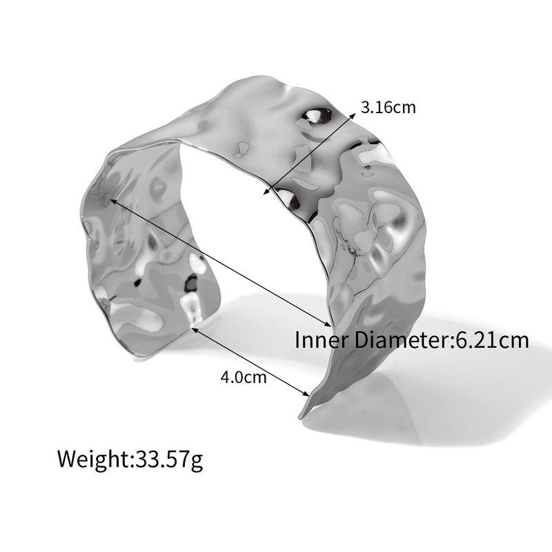 Stylish Silver Hammered Stainless Steel Cuff Bracelet for Women - Trendy Boho Jewelry Gift for Casual Wear & Special Occasions