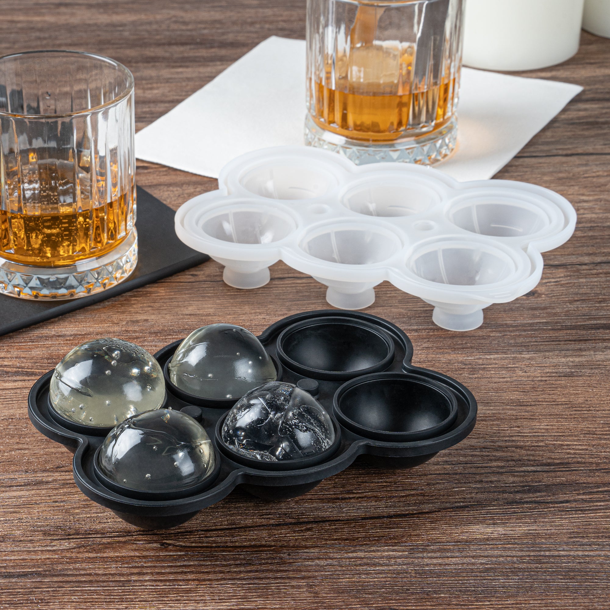 Premium Black Silicone Ice Cube Mold - 6 Large 1.75