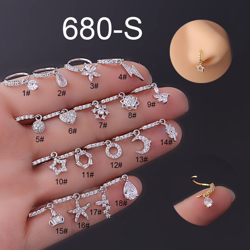 18K Gold Starfish Dangle Hoop Septum Ring - Elegant Nose Piercing Jewelry for Women | Perfect for Beach Parties, Summer Outfits & Boho Style Accessories