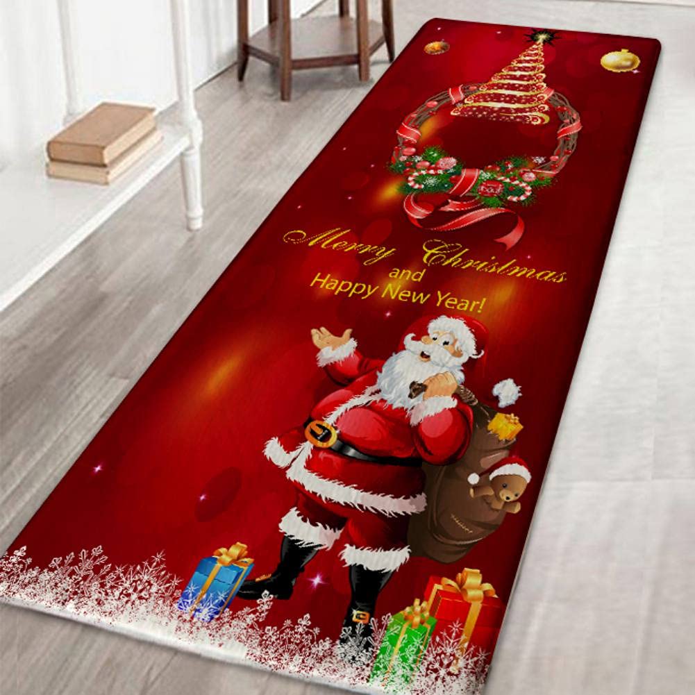 Non-Slip Christmas Santa Area Rug - Holiday Carpet Runner for Indoor & Outdoor Use - Perfect for Hallway, Kitchen, Living Room & Entrance Decor