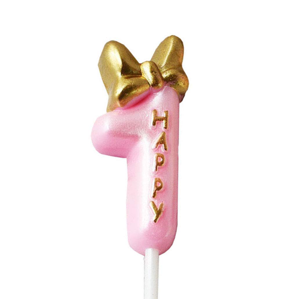 1st Birthday Cake Candle Topper - Pink & Gold Number 1 Candle for Girls' First Birthday Party Decorations | Perfect for 1-Year-Old Birthday Cakes, Cupcakes & Dessert Table Centerpieces