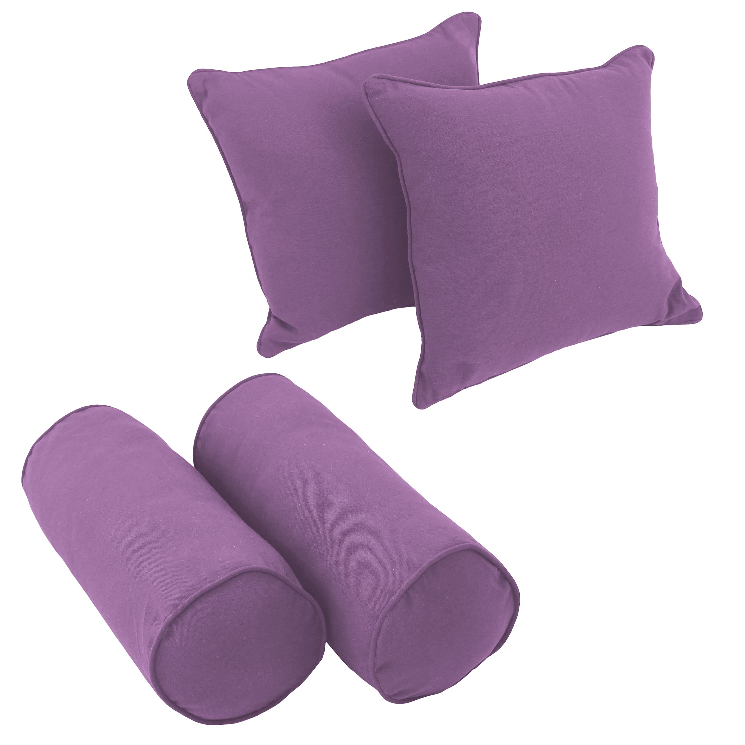 Blazing Needles Twill Throw Pillows Set of 4 - Grape for Sofa & Bed Decor