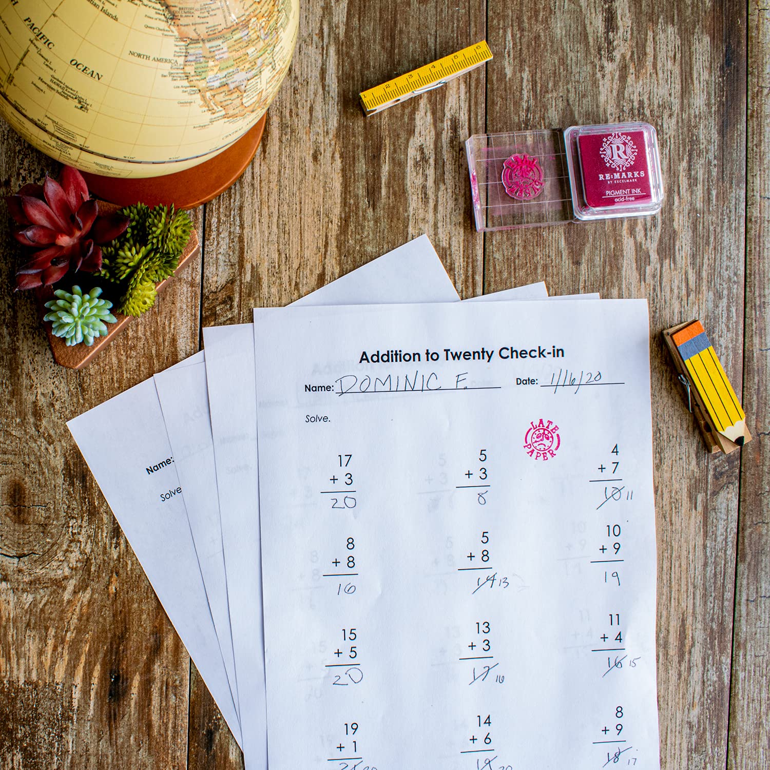 ExcelMark Teacher Cling Stamp Set for Classroom Grading
