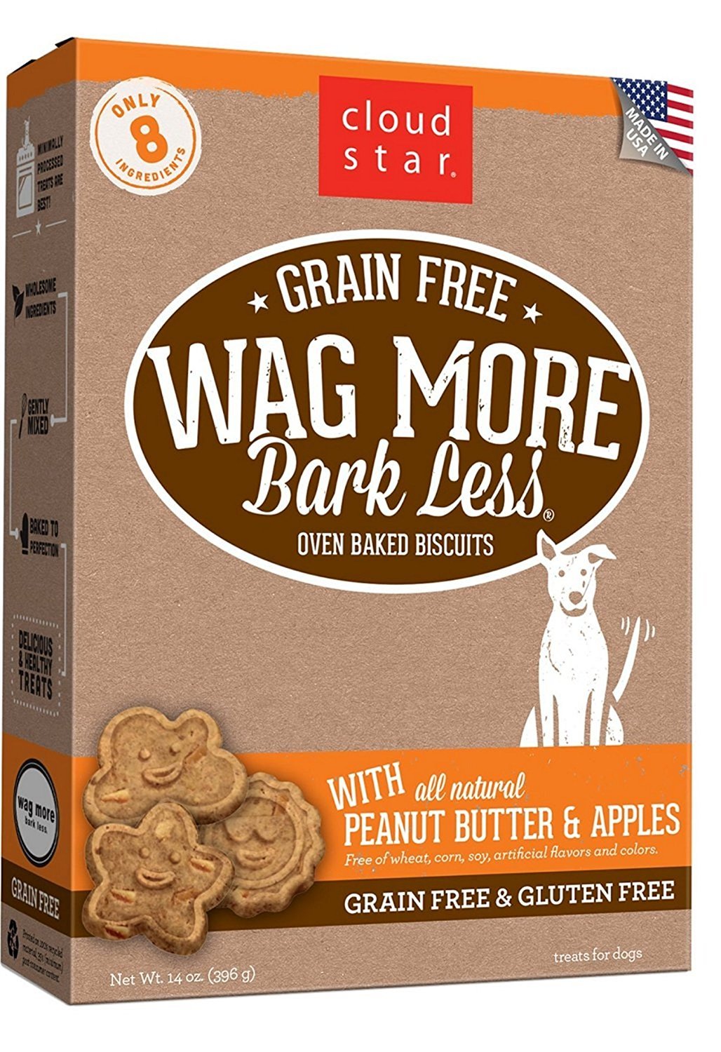 Cloud Star Wag More Bark Less Grain Free Oven Baked Dog Treats - 14oz 3-Pack Bundle (Chicken & Sweet Potato, Peanut Butter & Apple, Pumpkin) | Healthy Natural Dog Biscuits for Training, Rewards & Digestive Health