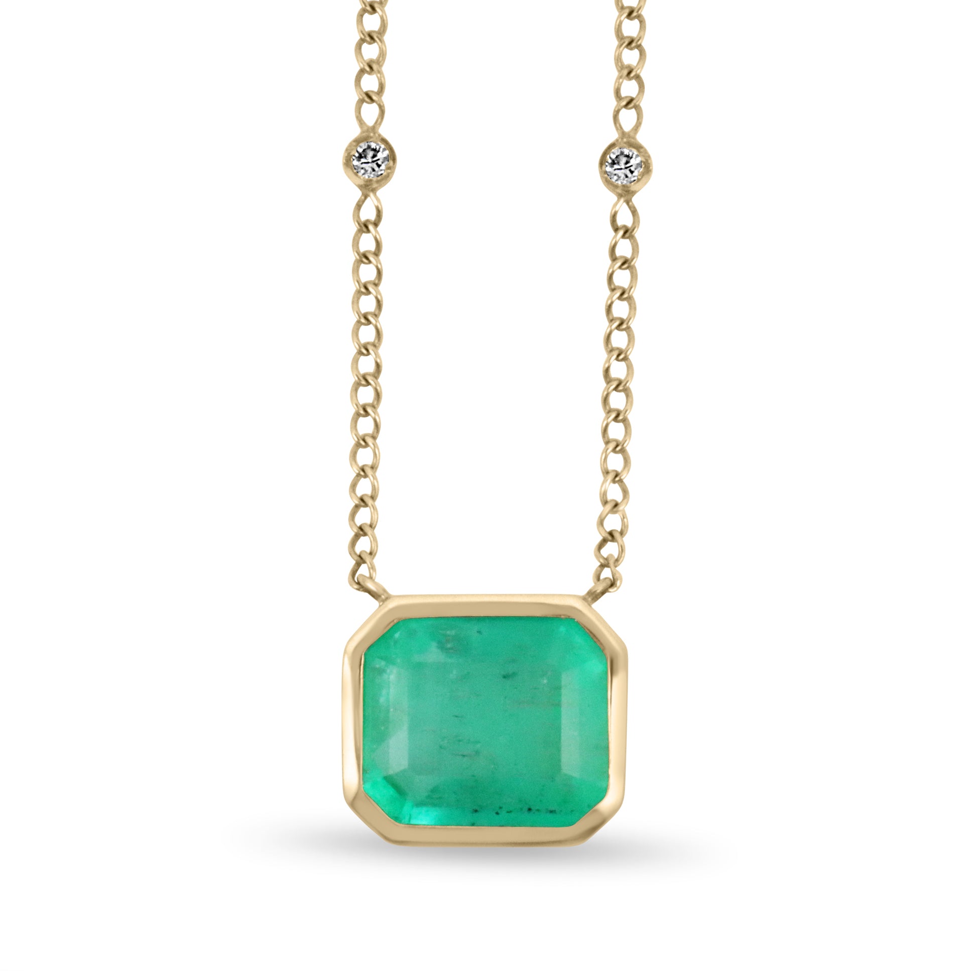 8.35tcw Large Colombian Emerald Cut Solitaire Statement Necklace in 14K Gold - Elegant Jewelry for Weddings, Parties & Special Occasions