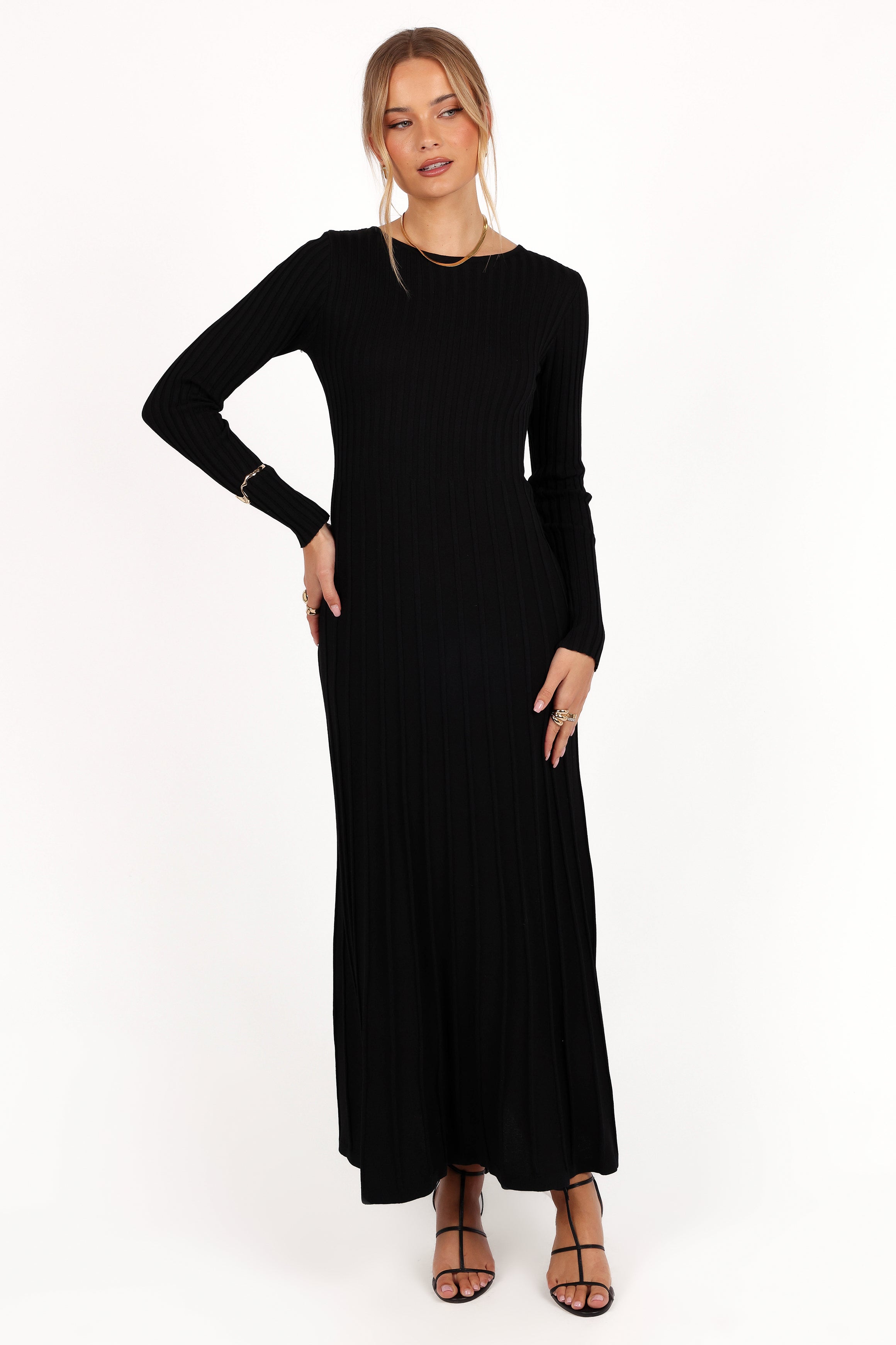 Alison Long Sleeve Maxi Dress for Women - Elegant Black Flowy Evening Gown - Perfect for Weddings, Parties & Special Occasions