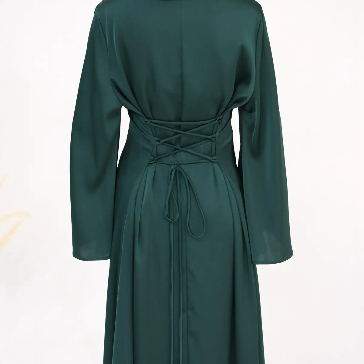 Elegant Adjustable Belt Satin Abaya Dress for Women - Modest Islamic Prayer Dress for Eid, Wedding & Special Occasions