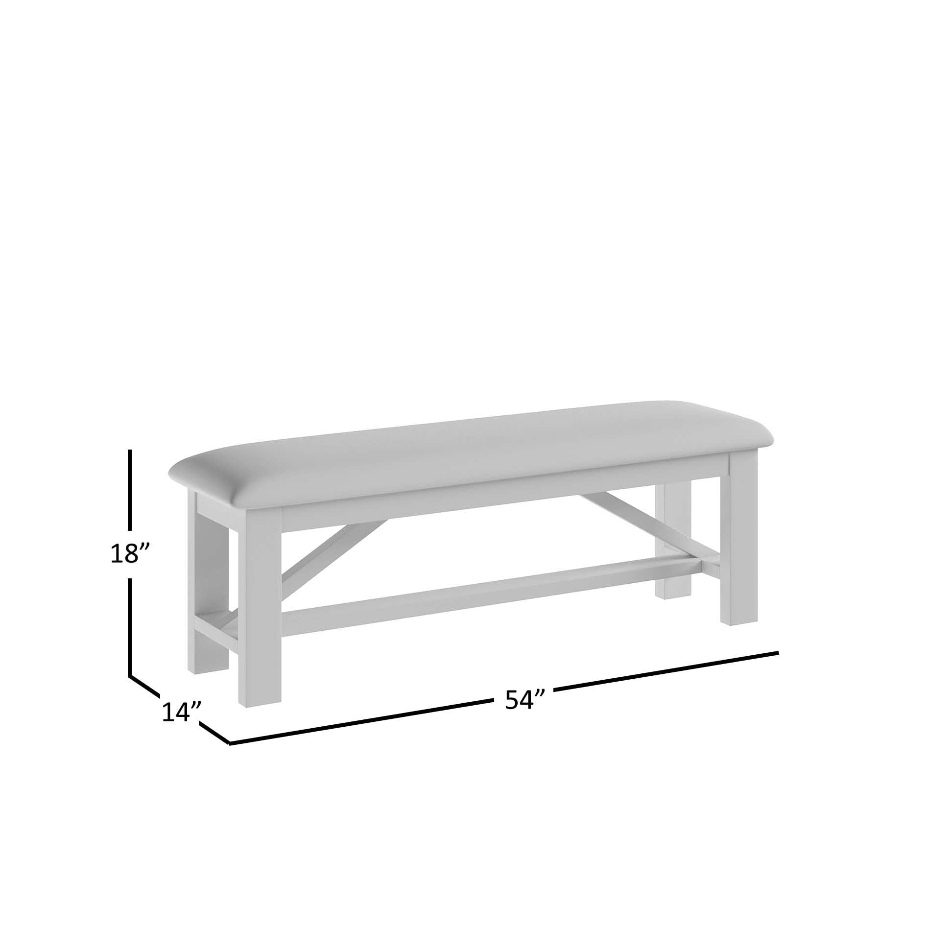 **Distressed Acacia Wood Upholstered Dining Bench – Rustic Farmhouse Style for Kitchen, Dining Room, or Entryway Seating**