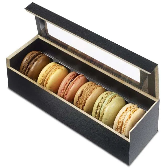 Premium Wooden Macaron Gift Box with 6-Slot Divider - Perfect for French Pastries, Desserts & Party Favors Storage